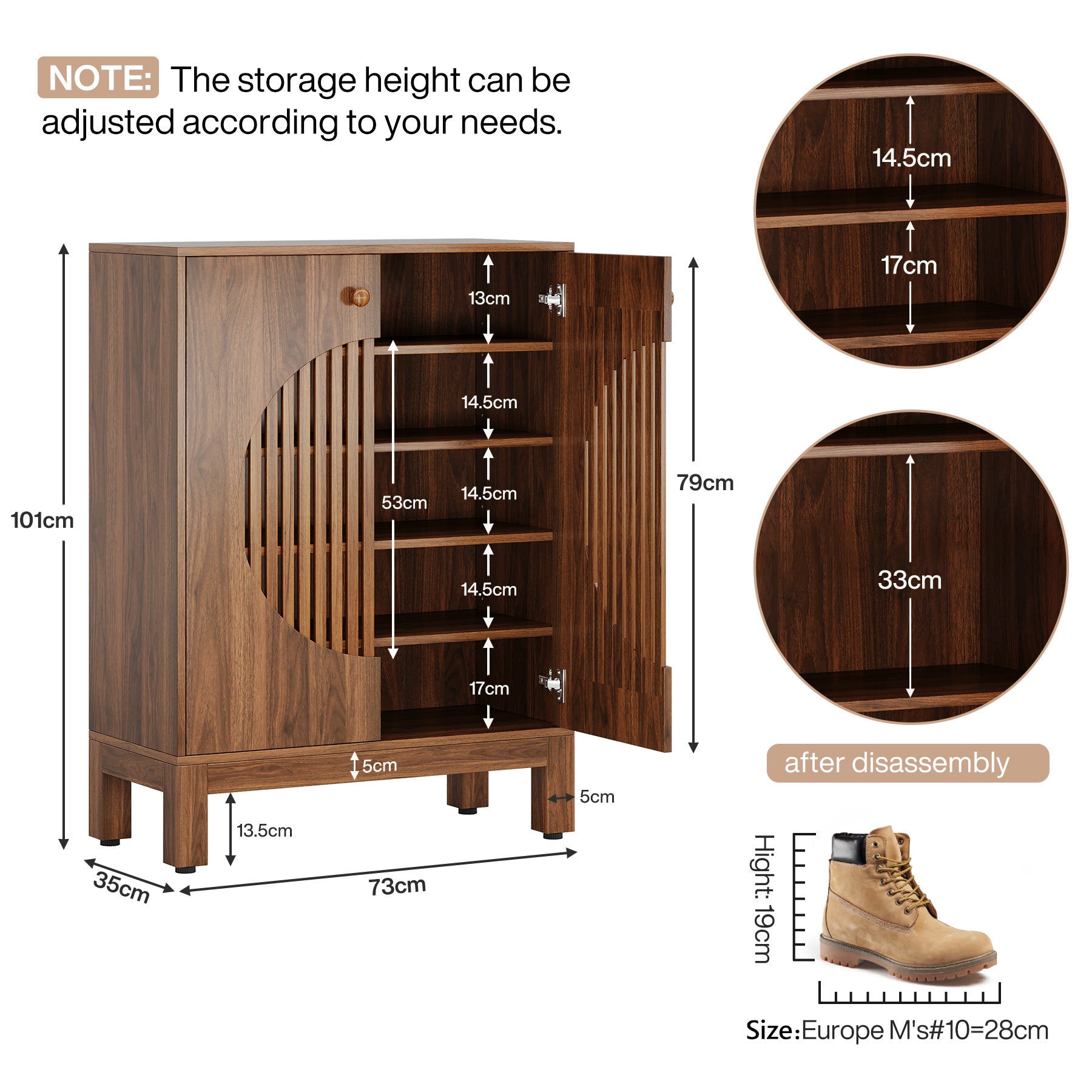 Szafka na buty na 20 par butów – stylowy organizer z drzwiami