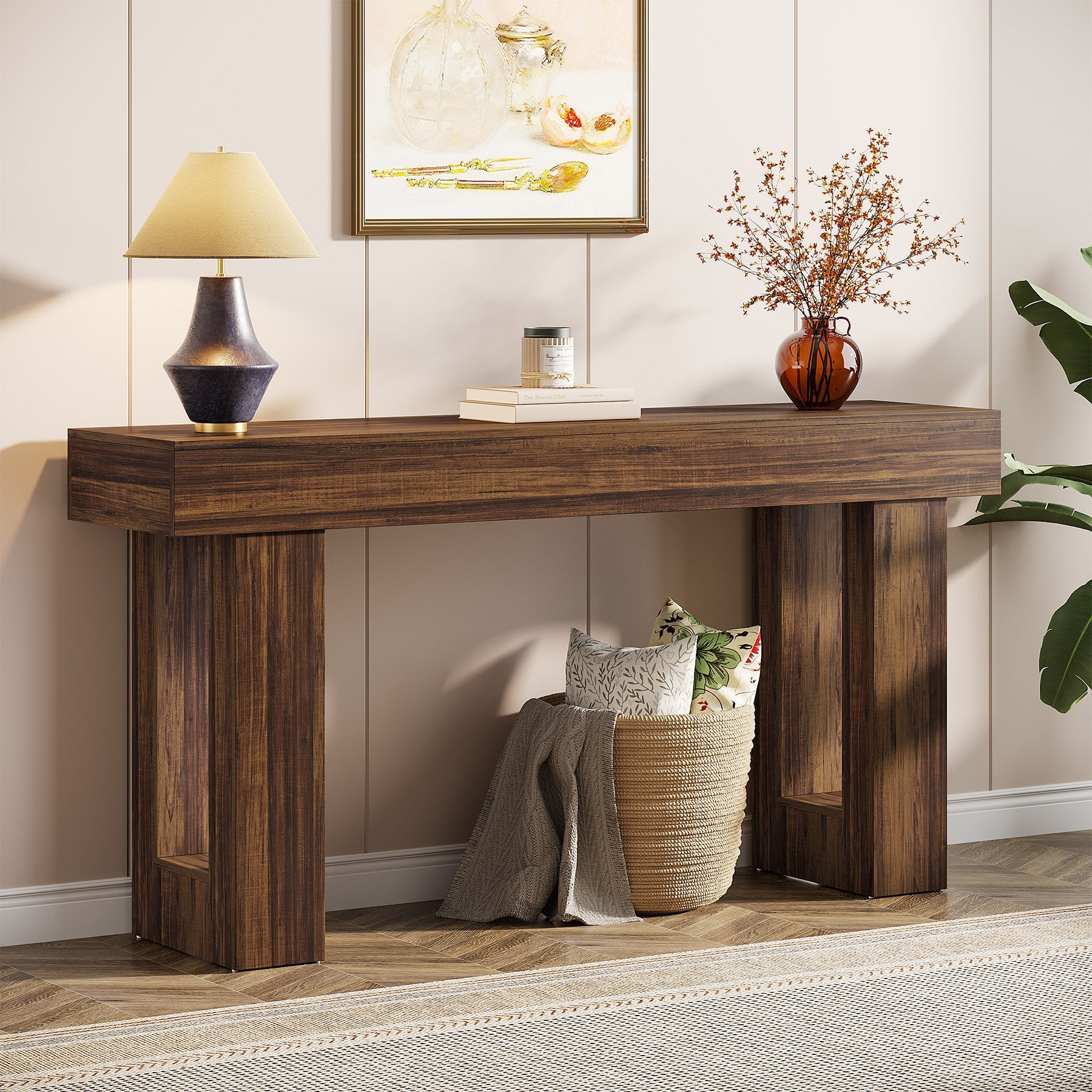 Stolik konsolowy 160 cm w stylu farmhouse – stolik za sofę do przedpokoju i salonu