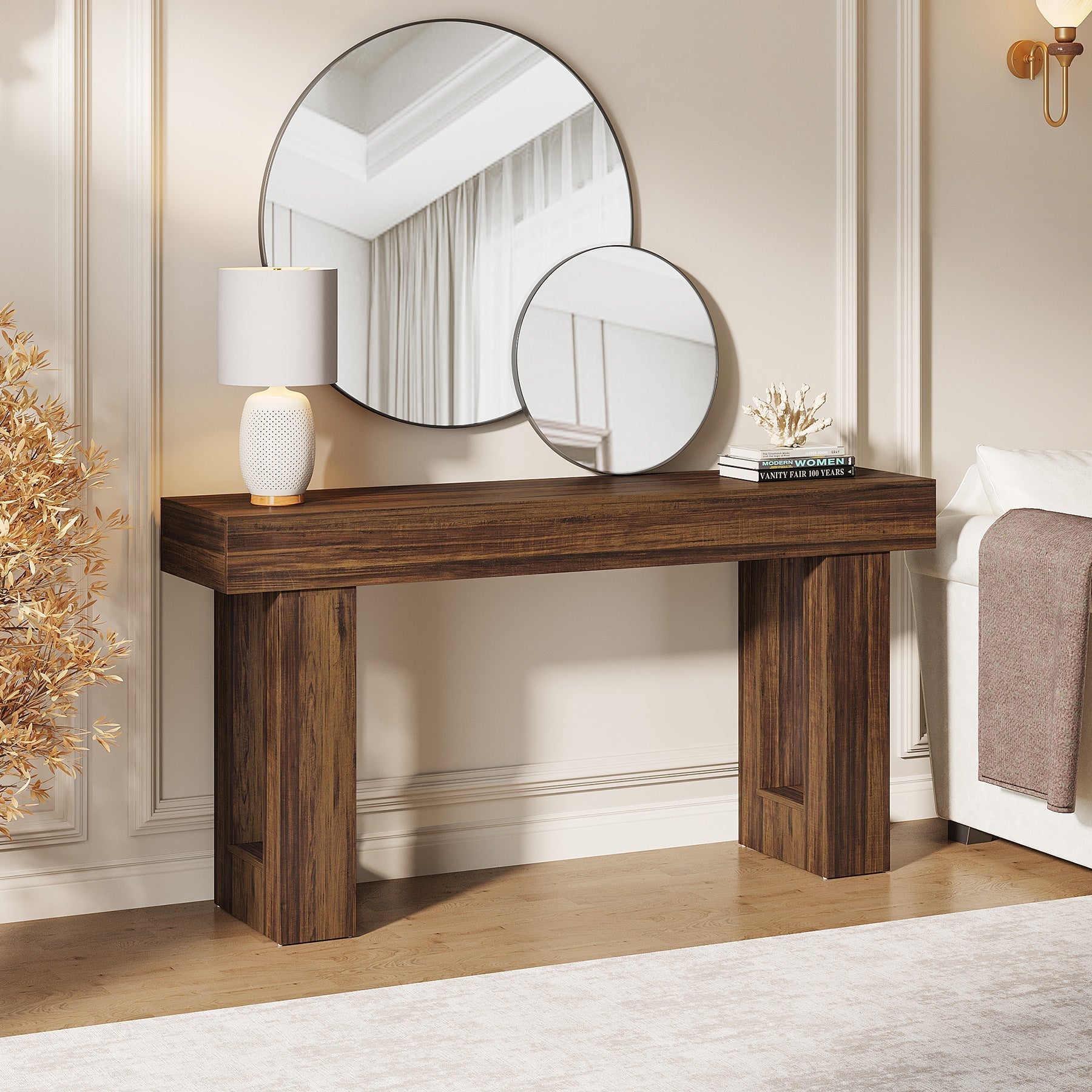 Stolik konsolowy 160 cm w stylu farmhouse – stolik za sofę do przedpokoju i salonu