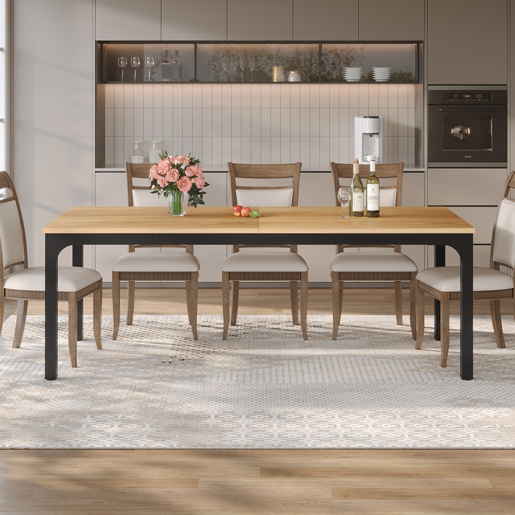 Prostokątny stół jadalny 200 x 70 x 75 cm – dla 6–8 osób, idealny do kuchni i jadalni
