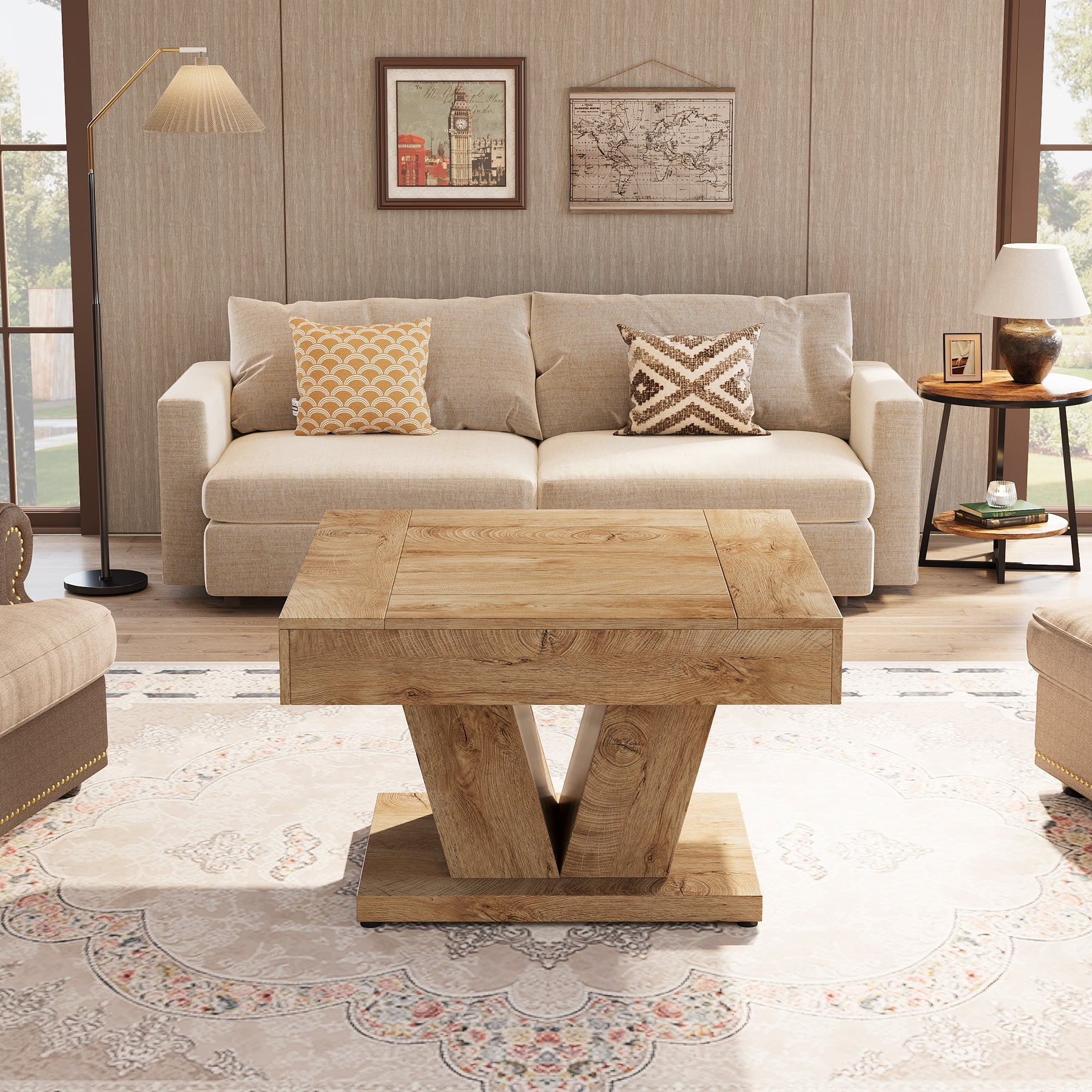 Kwadratowy stolik kawowy 80 cm – centralny stolik do salonu