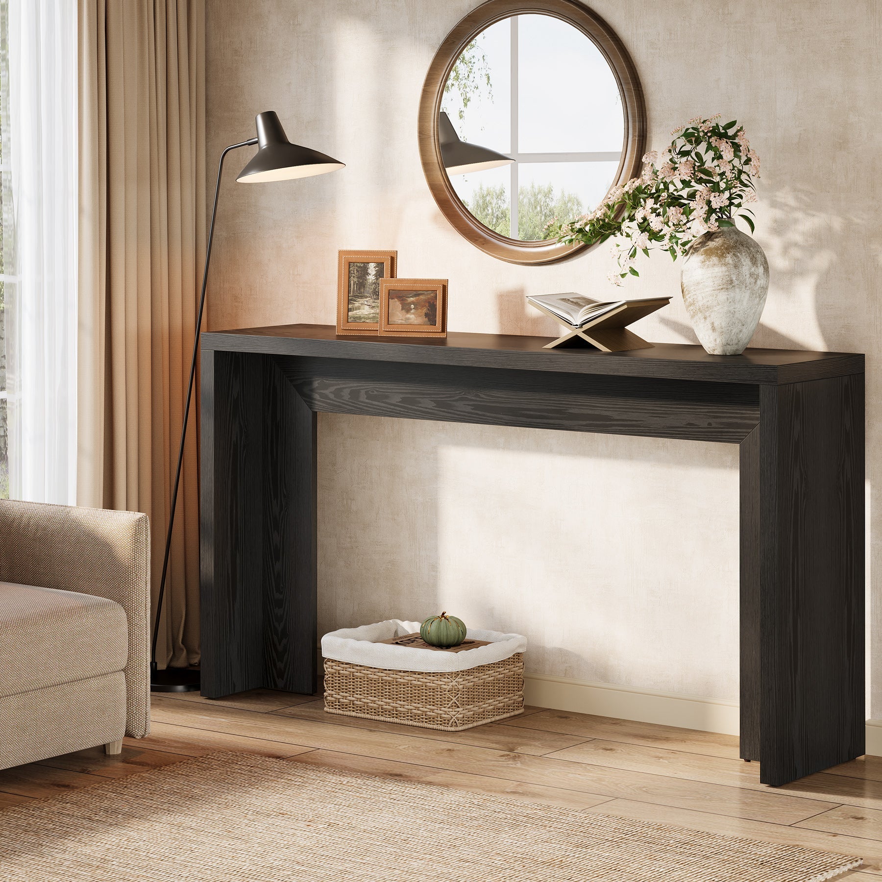 Stolik konsolowy 140 cm – stolik za sofę w stylu farmhouse, stolik do przedpokoju i salonu