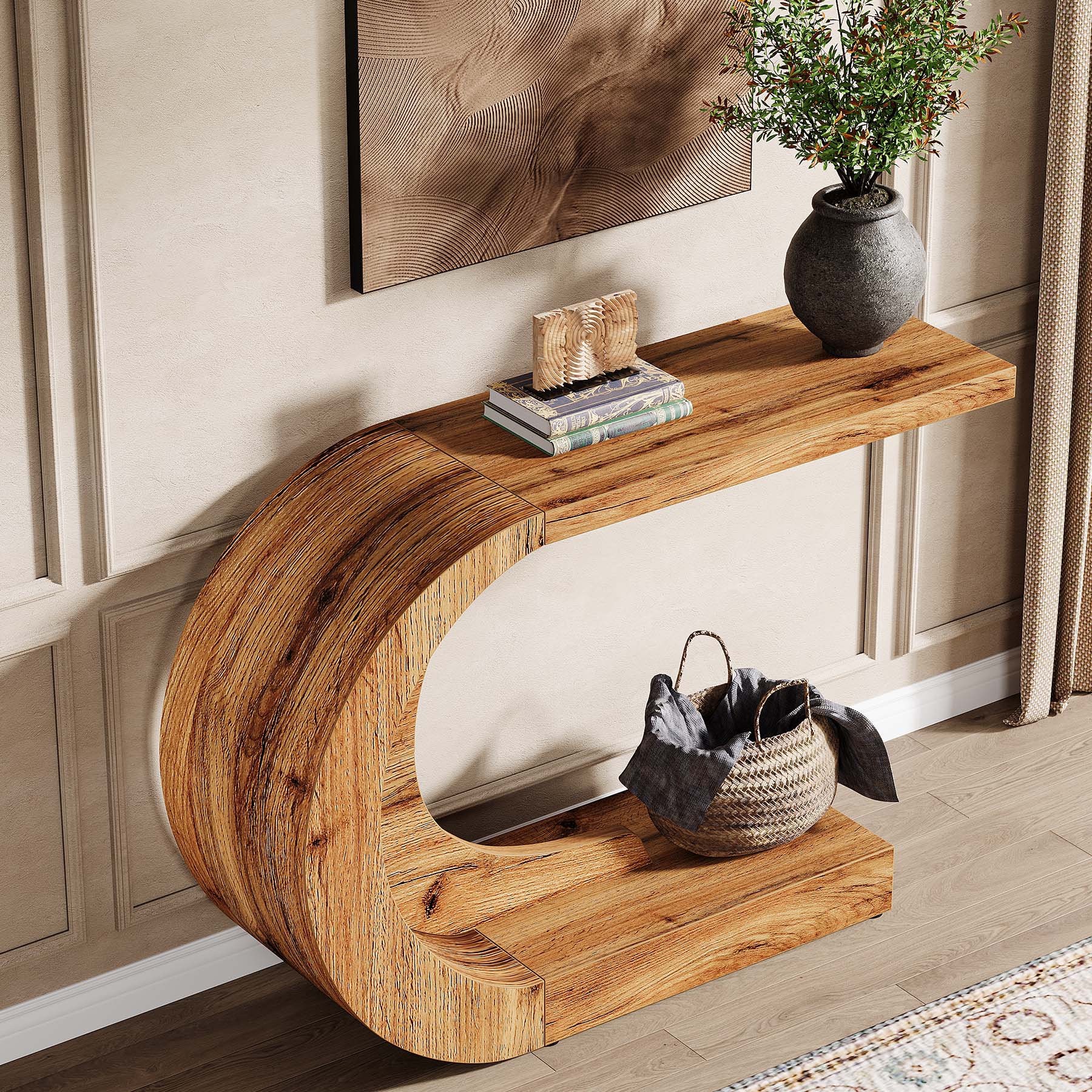 Stolik konsolowy w kształcie litery C, 110 cm – stolik do przedpokoju i salonu