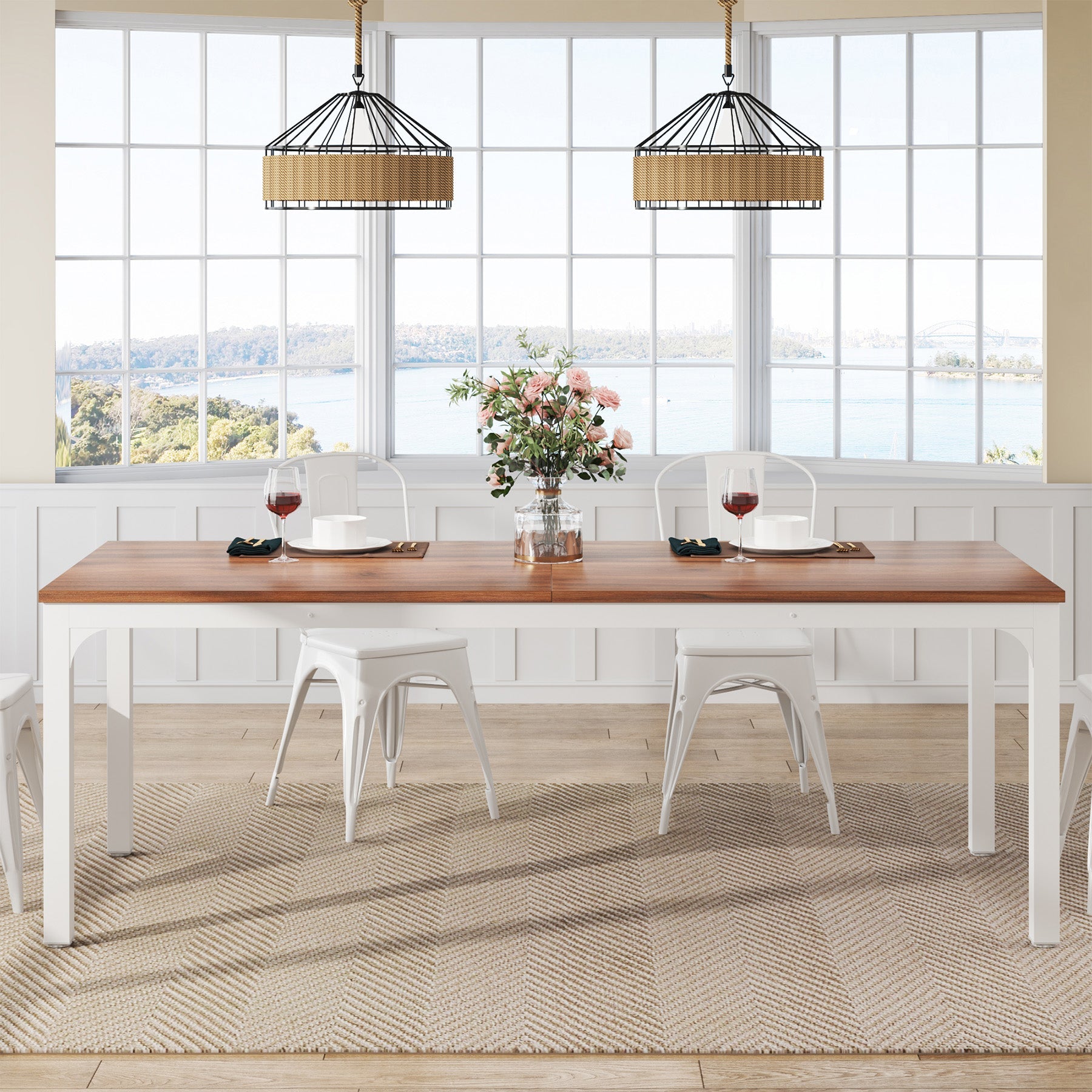 Prostokątny stół jadalny 200 x 70 x 75 cm – dla 6–8 osób, idealny do kuchni i jadalni