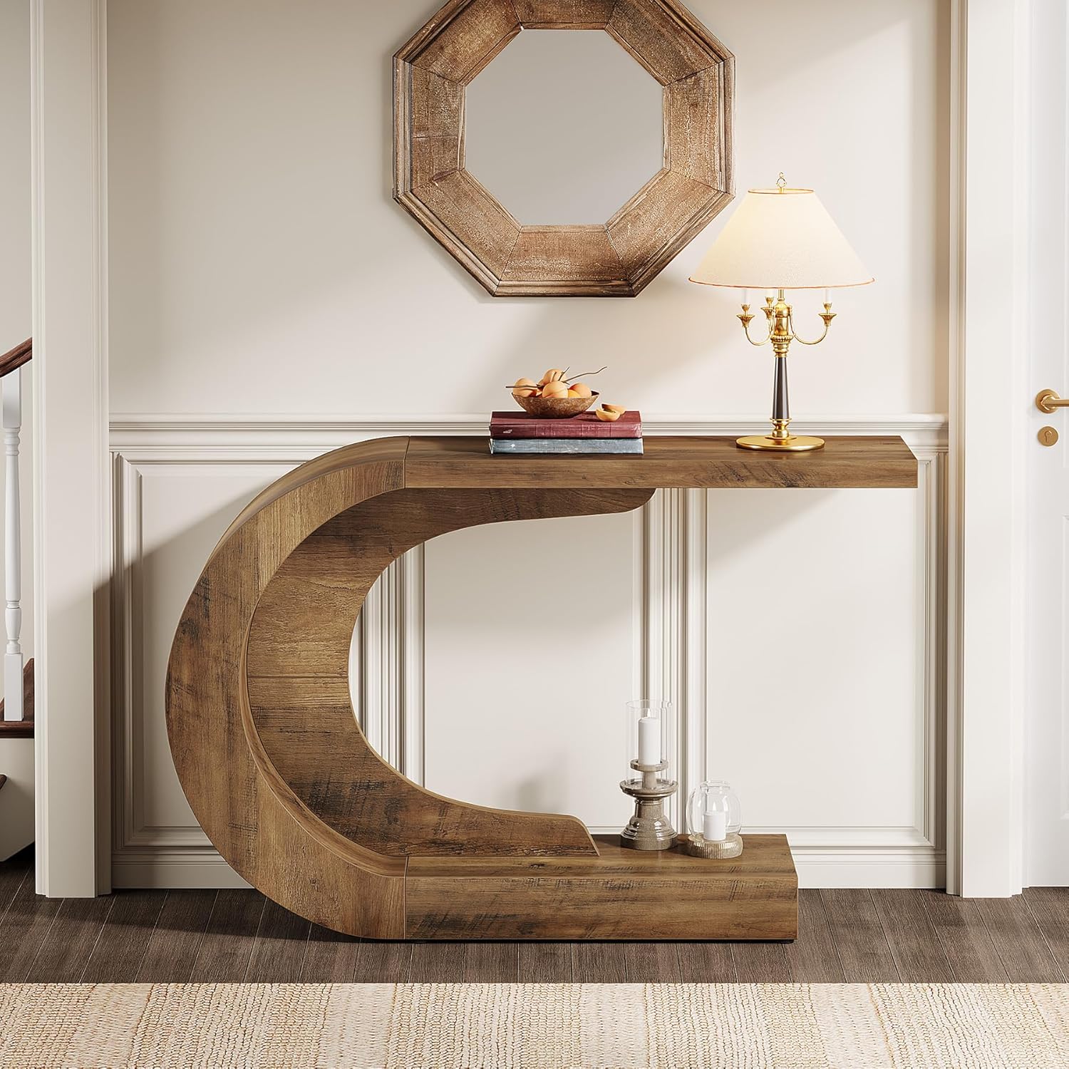 Stolik konsolowy w kształcie litery C, 110 cm – stolik do przedpokoju i salonu