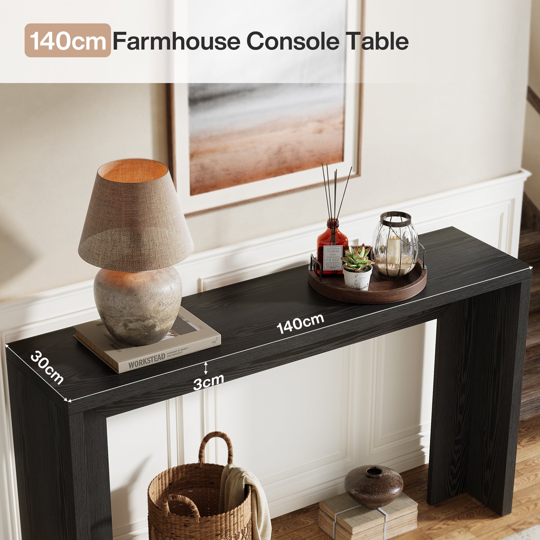 Stolik konsolowy 140 cm – stolik za sofę w stylu farmhouse, stolik do przedpokoju i salonu