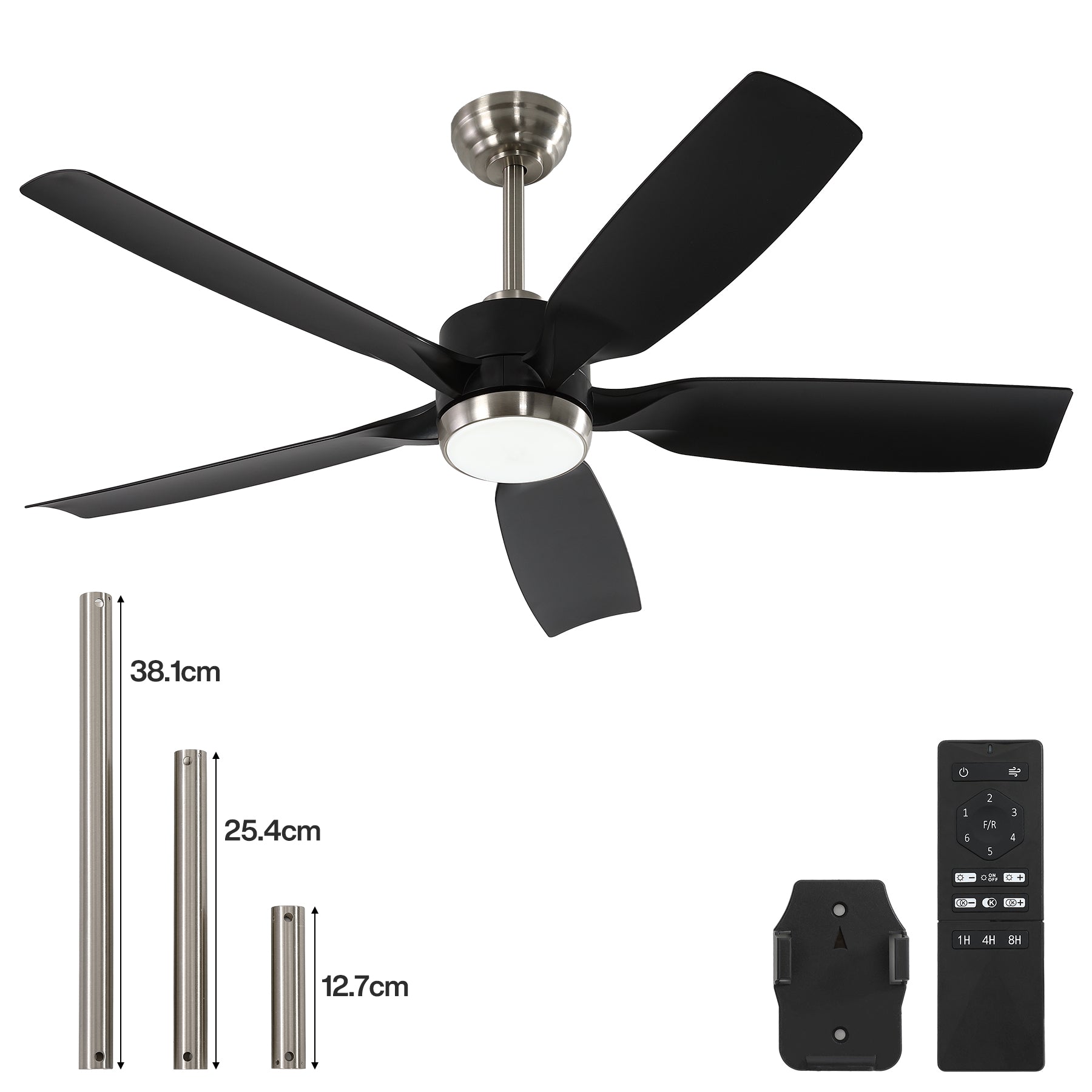 Nowoczesny wentylator sufitowy 132 cm ze światłem, pilot zdalnego sterowania, ściemniane oświetlenie LED