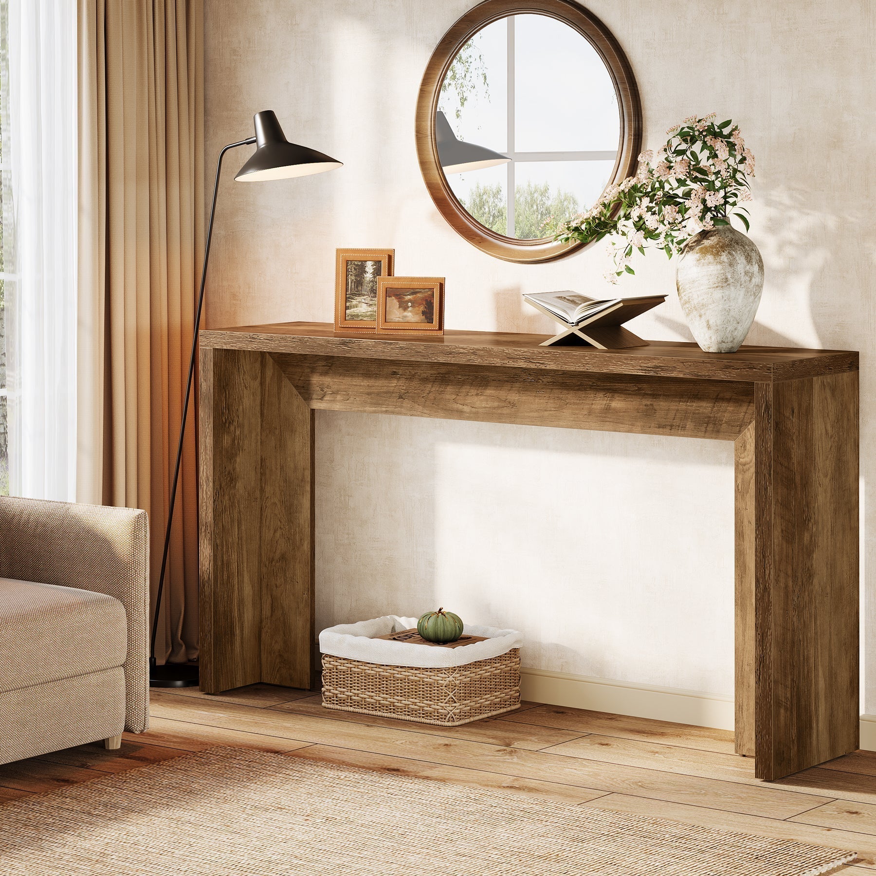 Stolik konsolowy 140 cm – stolik za sofę w stylu farmhouse, stolik do przedpokoju i salonu