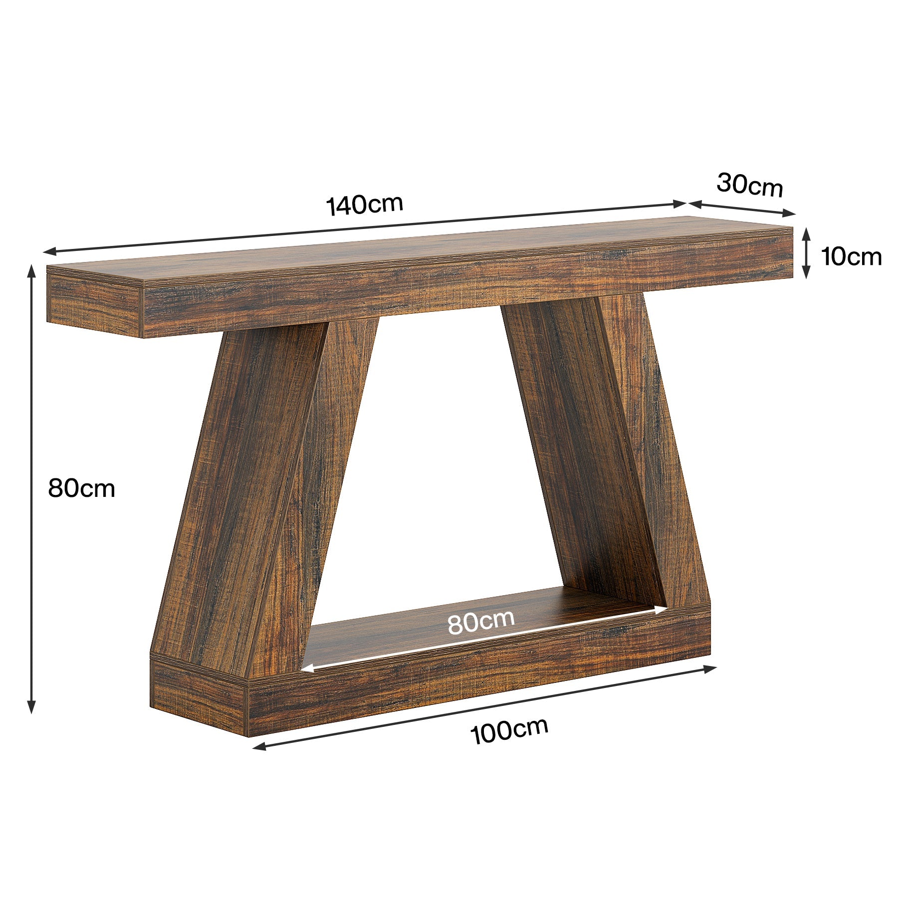 Stolik konsolowy 140 cm w stylu farmhouse – stolik za sofę z miejscem do przechowywania do przedpokoju i salonu