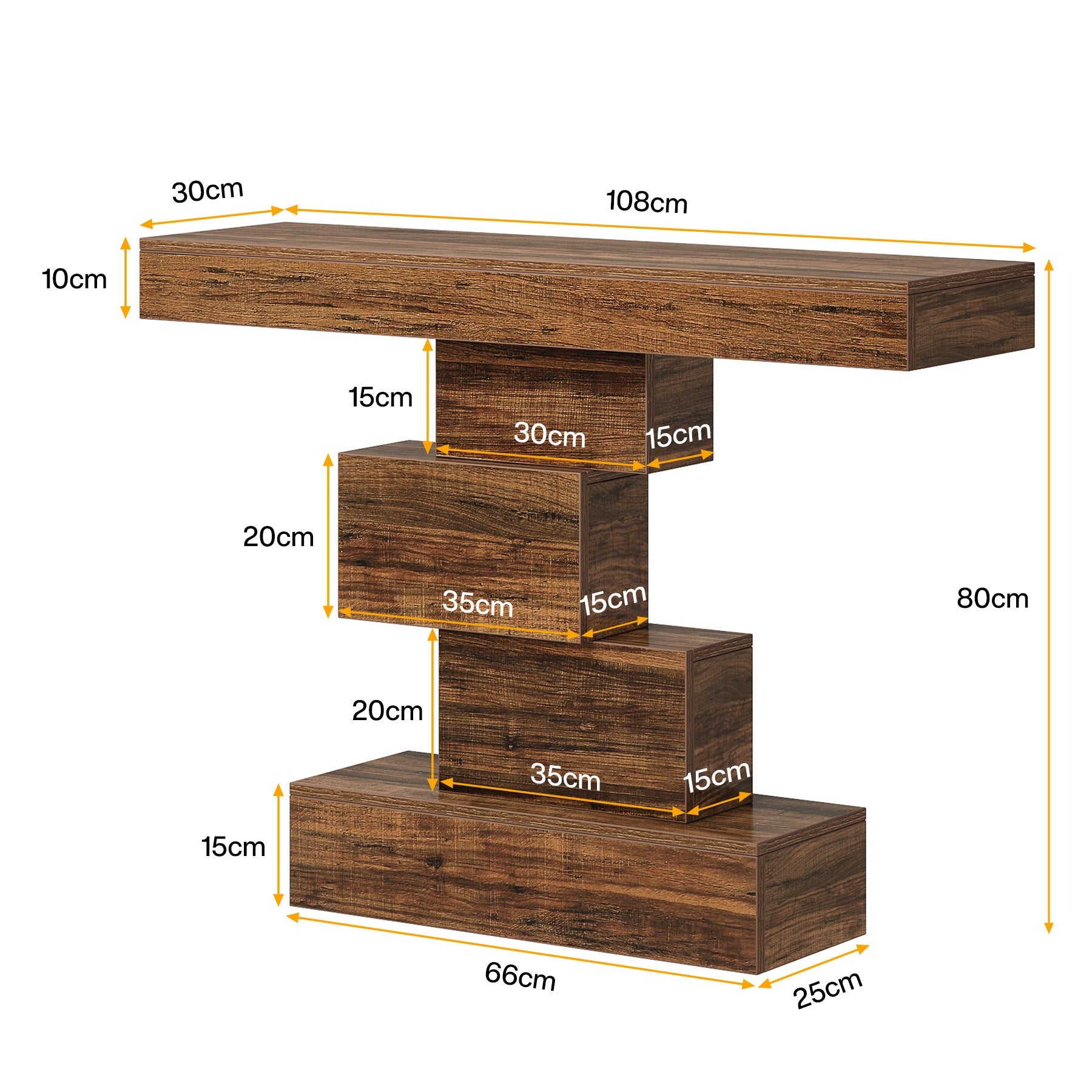 Stolik konsolowy 108 cm – ozdobny stolik za sofę z geometryczną podstawą do przedpokoju