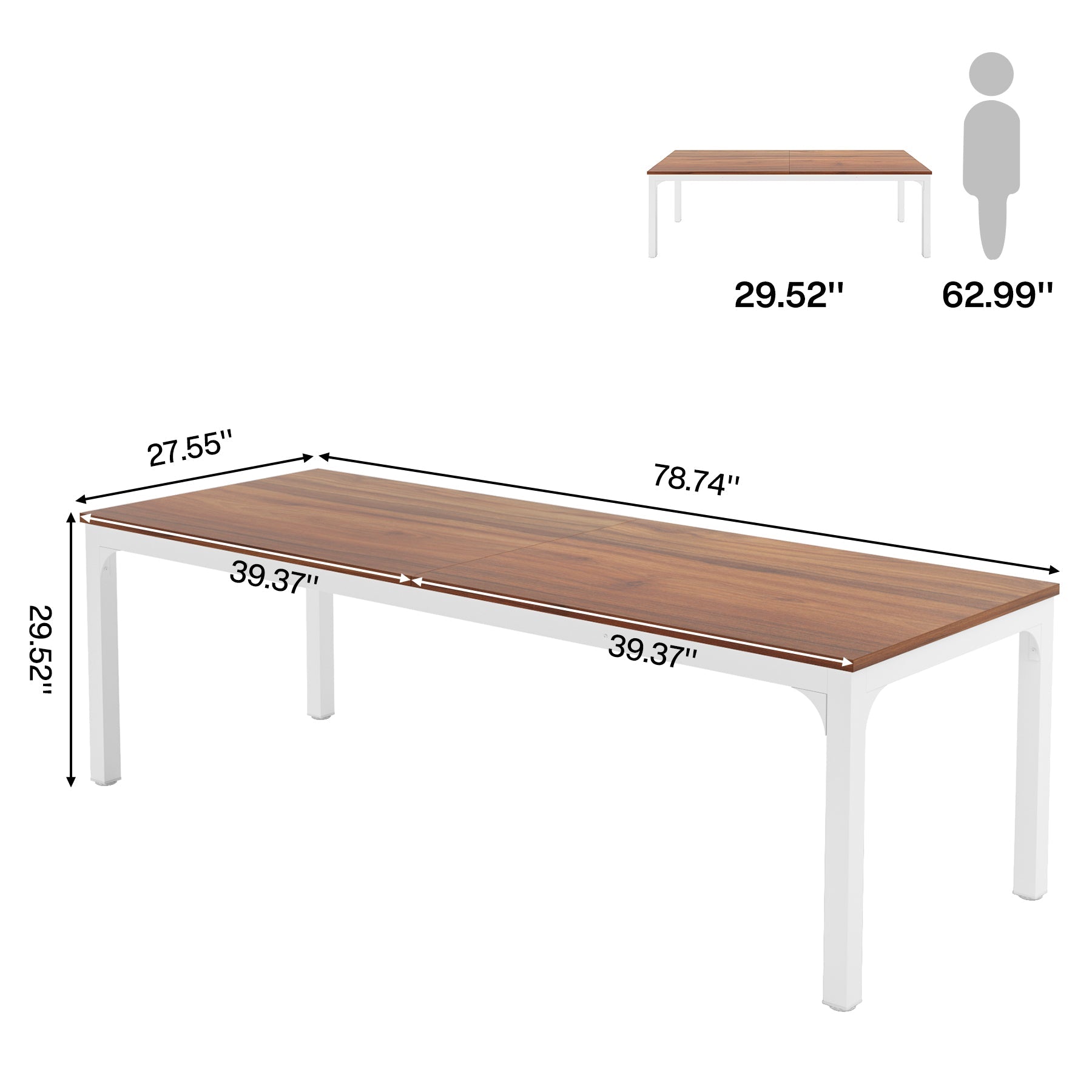 Prostokątny stół jadalny 200 x 70 x 75 cm – dla 6–8 osób, idealny do kuchni i jadalni