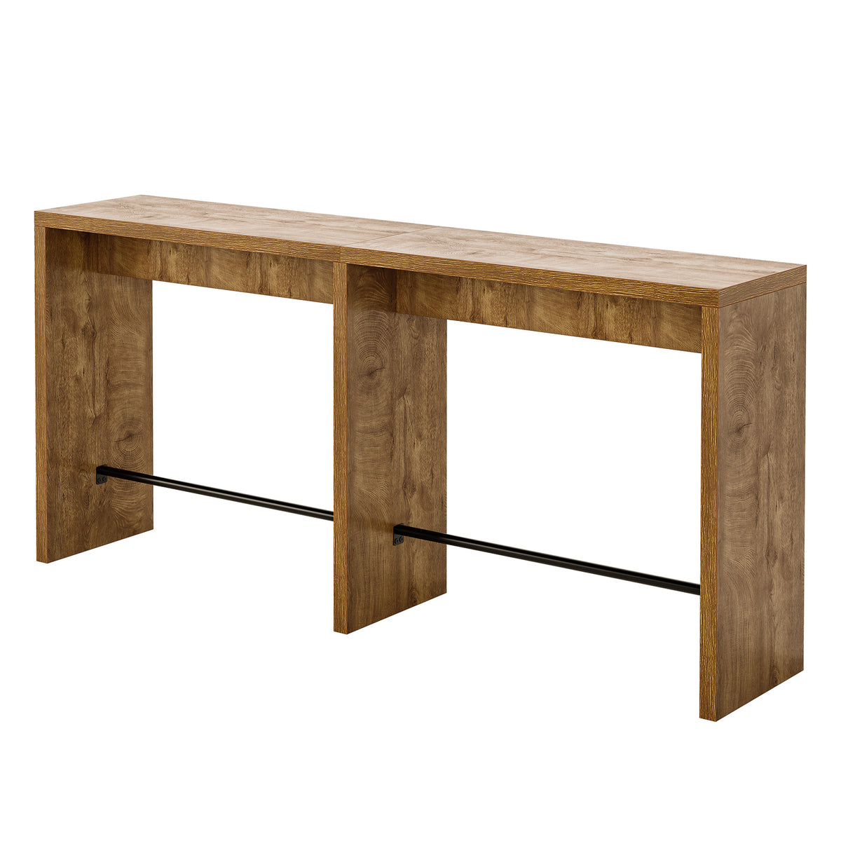 Stolik barowy dla 4 osób, 200 x 39,5 x 95 cm – wysoki stolik kuchenny z żelaznym podnóżkiem
