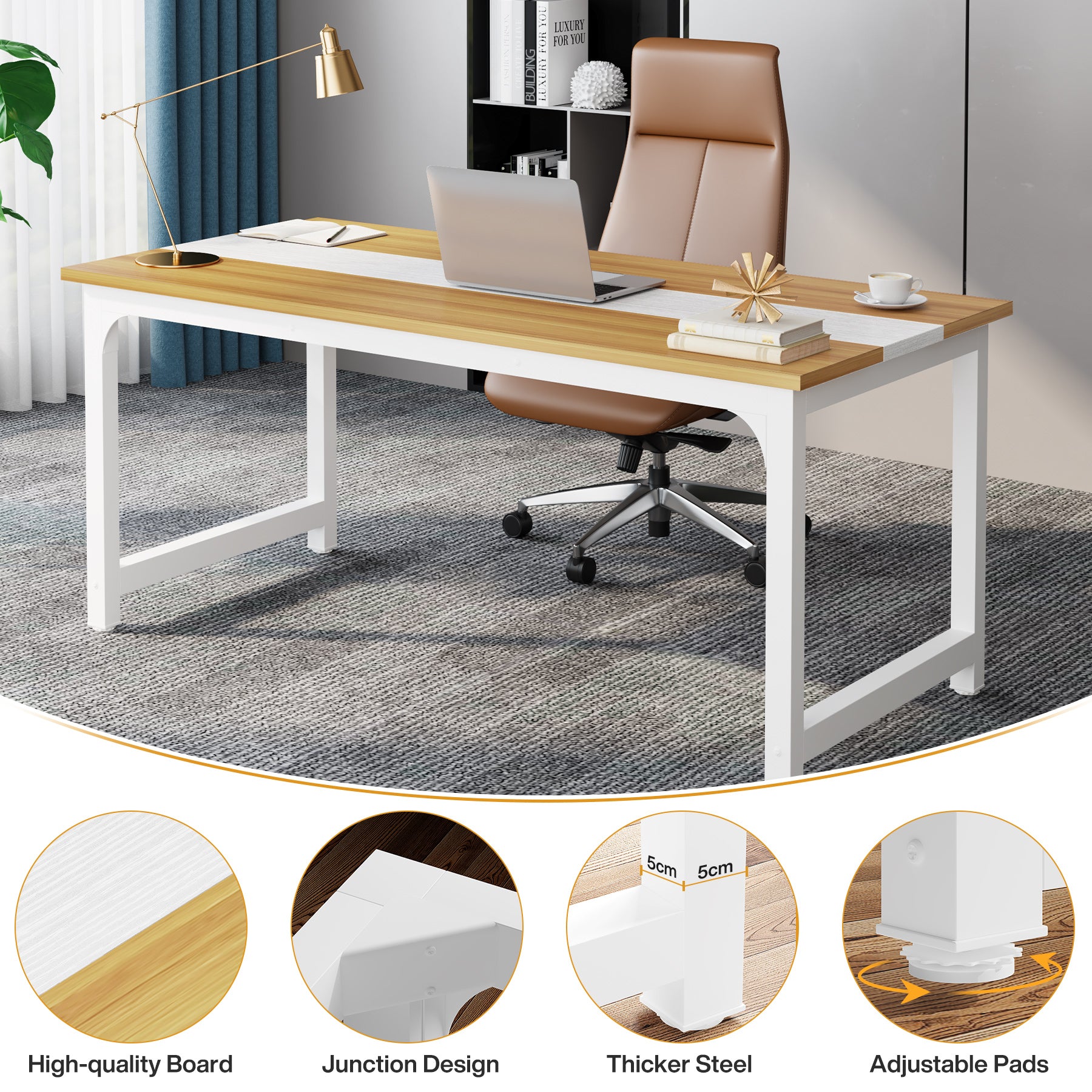 Proste biurko komputerowe 160 x 80 cm – biurko do nauki do domowego biura