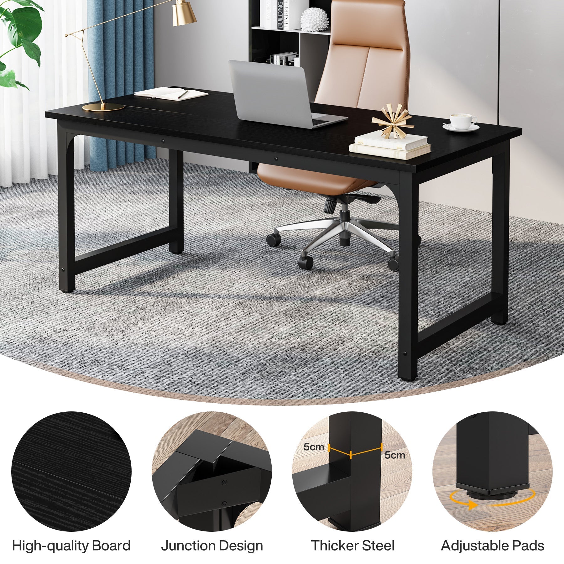 Proste biurko komputerowe 160 x 80 cm – biurko do nauki do domowego biura
