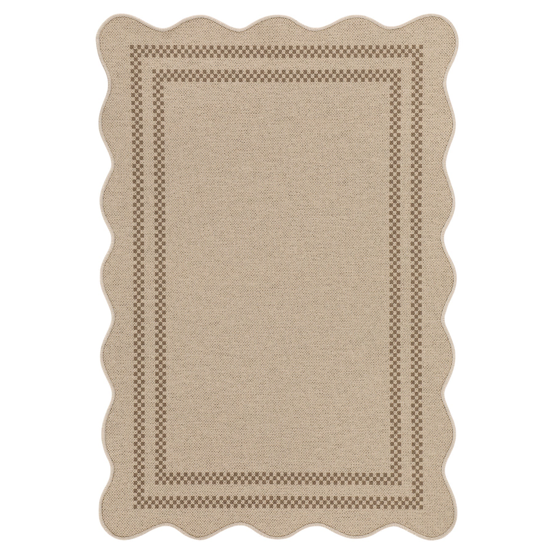 Dywan imitujący jutę 160x230/200x300 cm z brzegiem w stylu country – zmywalny, antypoślizgowy, idealny do kuchni i salonu, OEKO-TEX