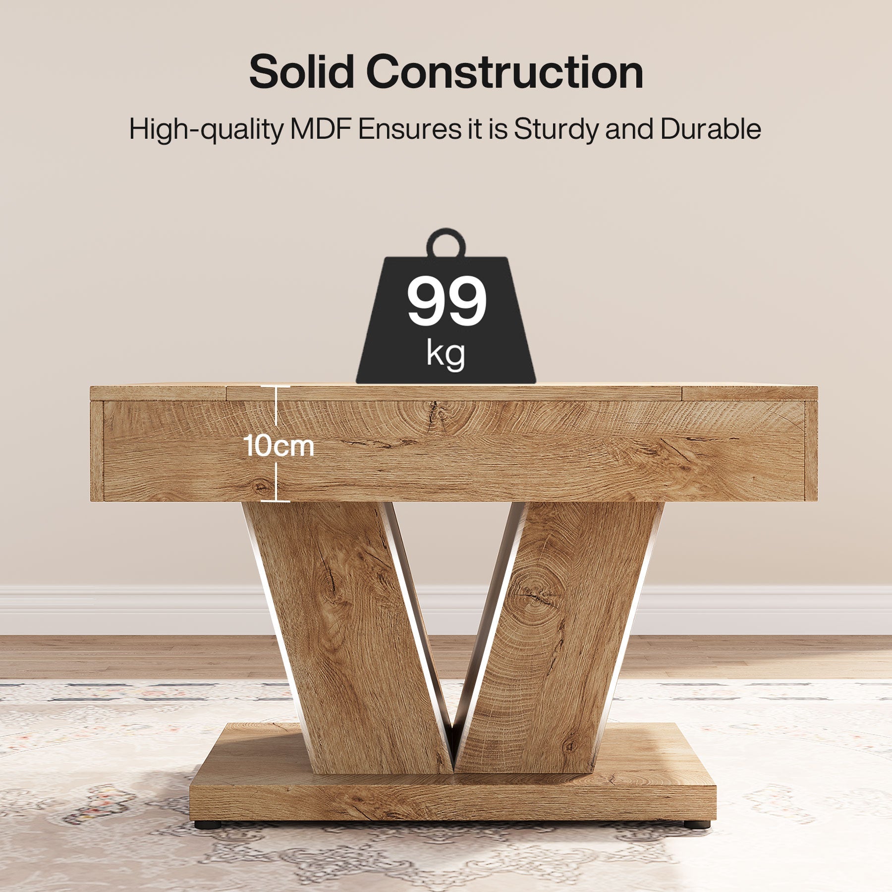 Kwadratowy stolik kawowy 80 cm – centralny stolik do salonu