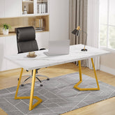 Biurko komputerowe 140 x 80 cm – nowoczesne biurko biurowe z blatem z marmuru syntetycznego do domowego biura 3