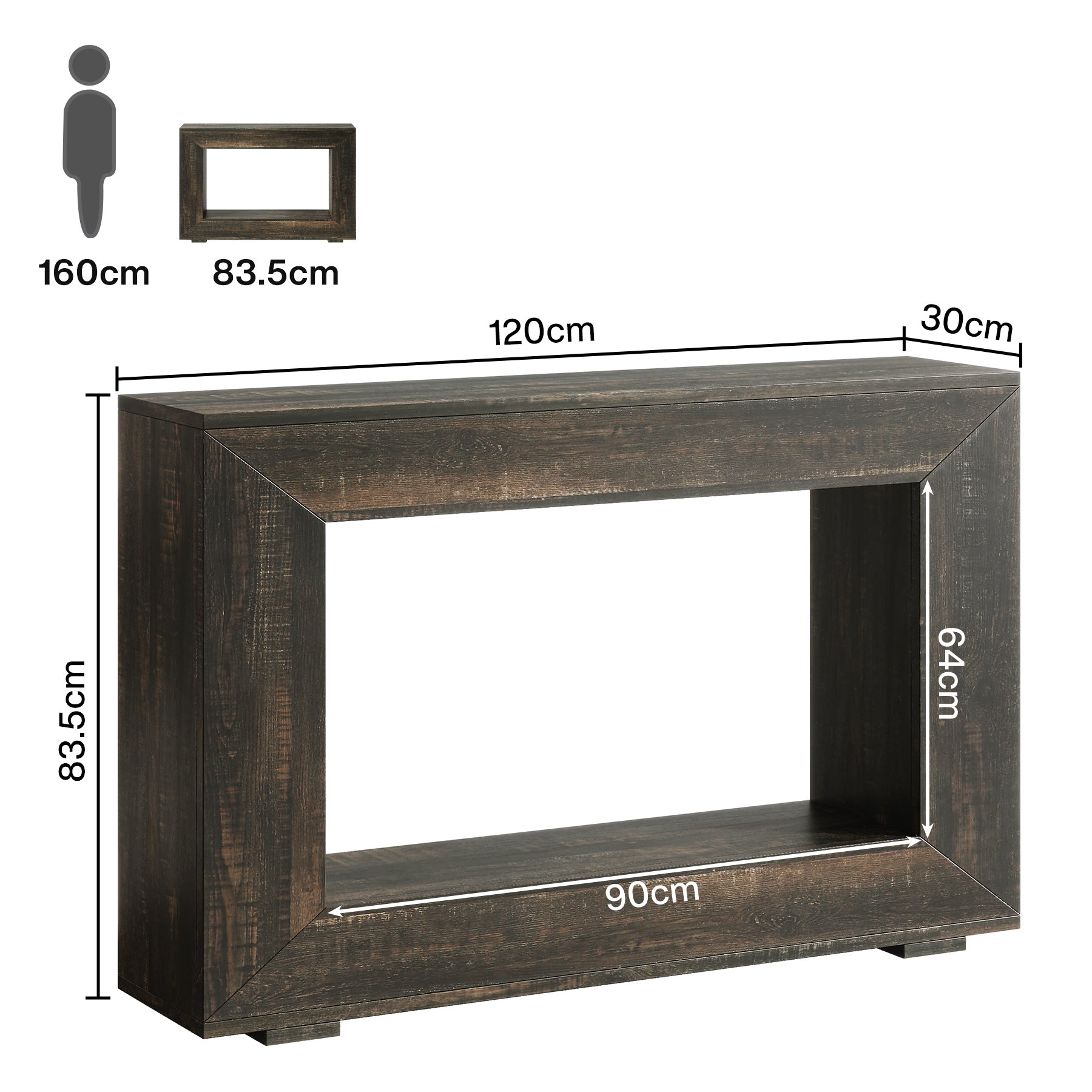 Stolik konsolowy 120 cm w stylu farmhouse – stolik do przedpokoju z miejscem do przechowywania