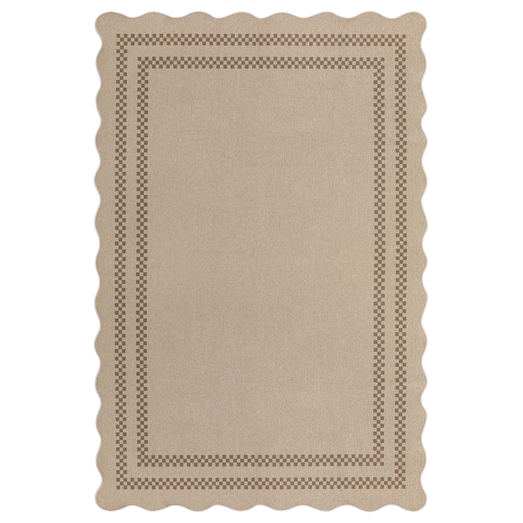 Dywan imitujący jutę 160x230/200x300 cm z brzegiem w stylu country – zmywalny, antypoślizgowy, idealny do kuchni i salonu, OEKO-TEX