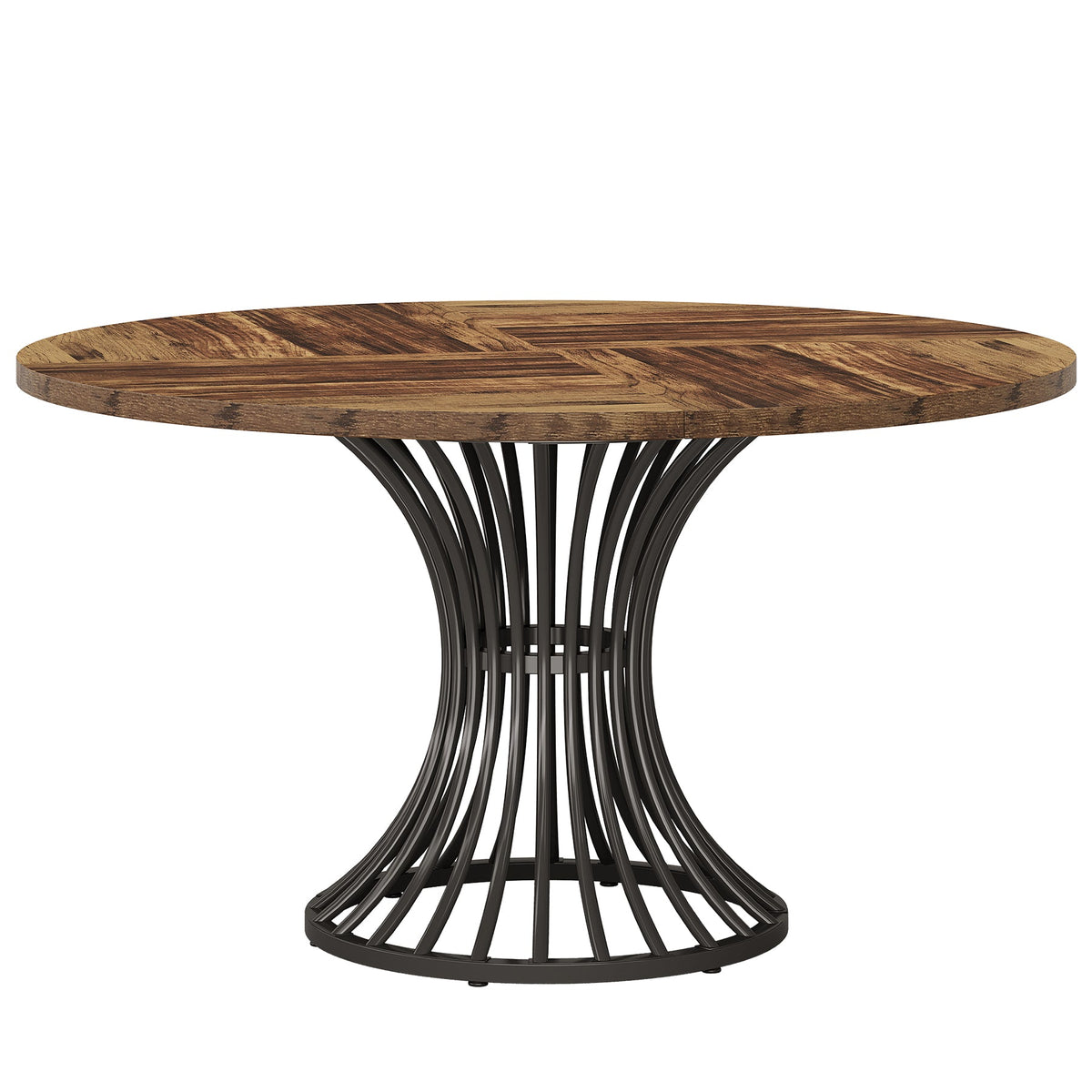 Okrągły stół jadalny 119 cm dla 4–6 osób – stół kuchenny w stylu farmhouse z metalową ramą