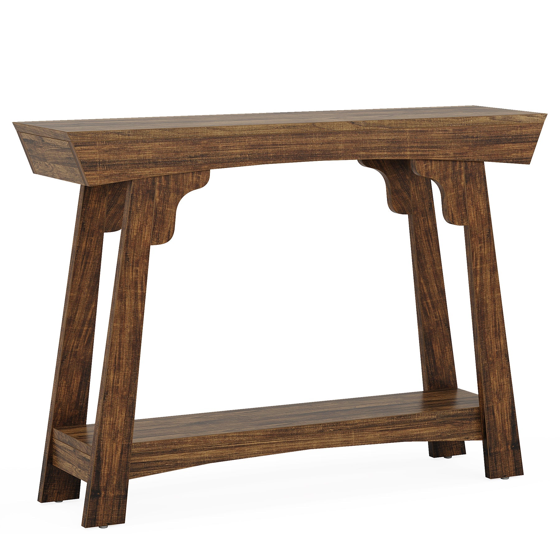 Stolik konsolowy 105 cm w stylu farmhouse z półką – 2-poziomowy, do przedpokoju i salonu