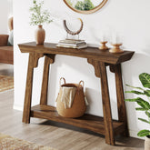 Stolik konsolowy 105 cm w stylu farmhouse z półką – 2-poziomowy, do przedpokoju i salonu 3