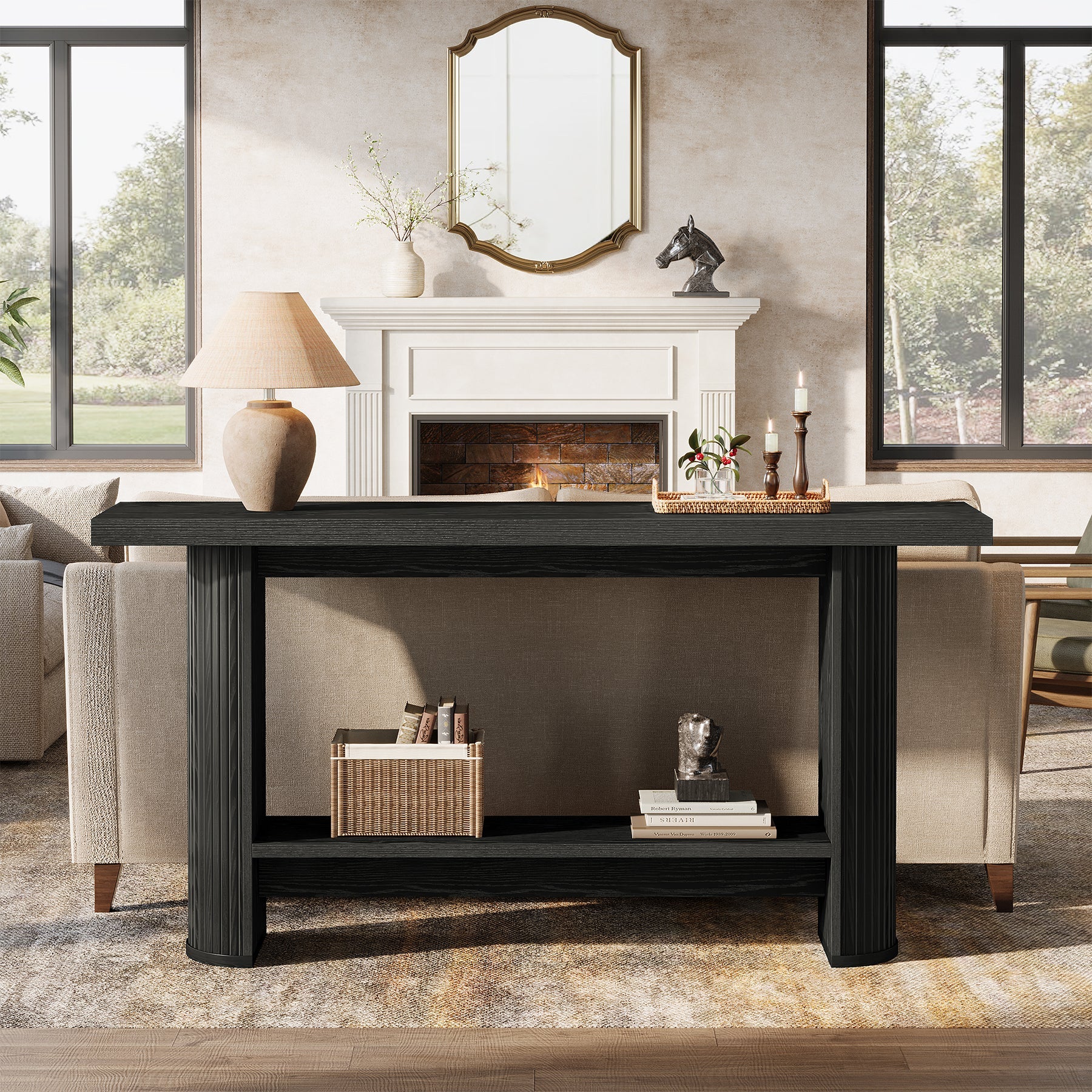 Stolik konsolowy 140 cm w stylu farmhouse – wąski stolik do przedpokoju i za sofę