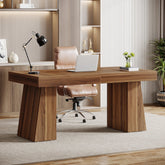 Biurko menedżerskie 140 cm – biurko komputerowe w stylu mid-century z podwójną trapezową podstawą 3