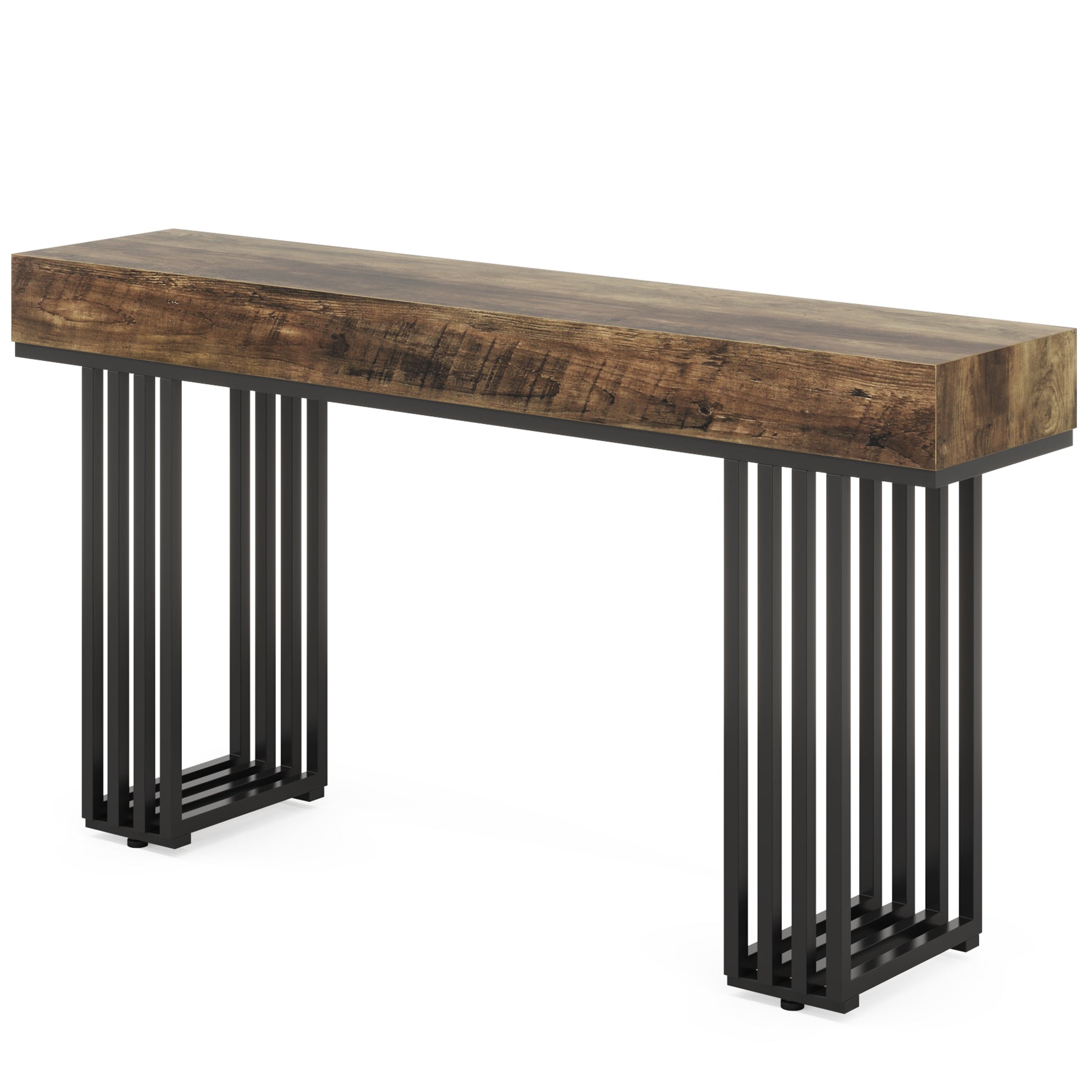 Stolik konsolowy 140 cm w stylu industrialnym – stolik do przedpokoju z metalowymi nogami do salonu