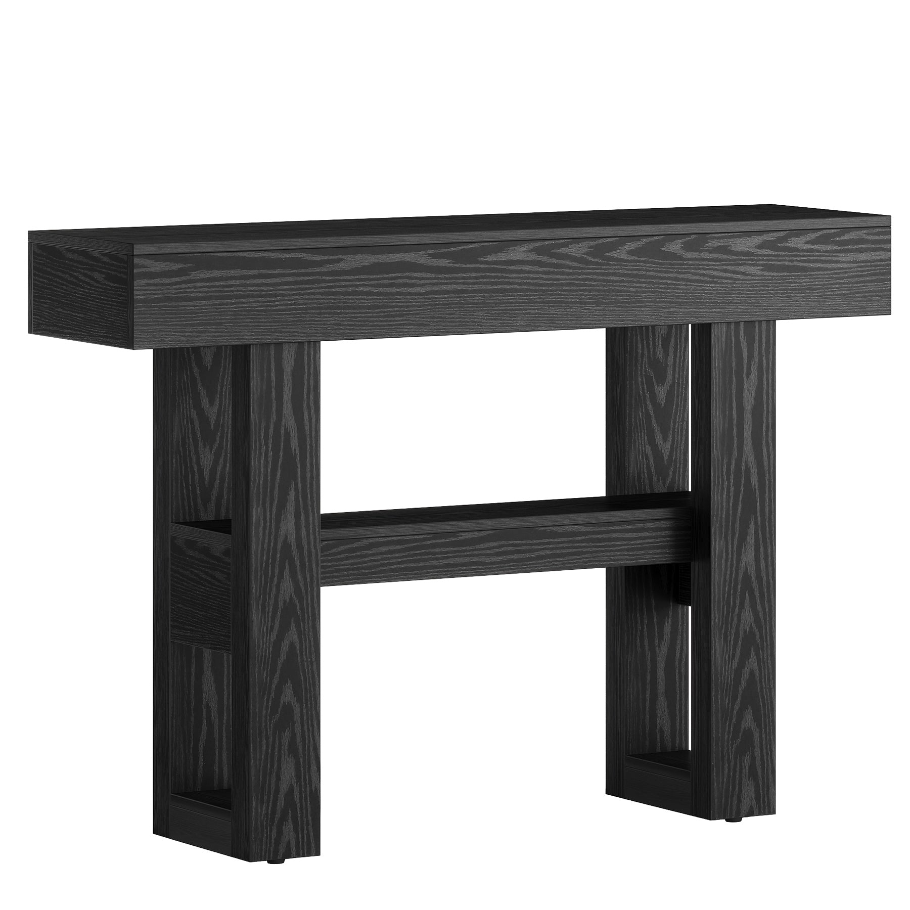 Stolik konsolowy 105 cm w stylu farmhouse – 2-poziomowy stolik za sofę do przedpokoju i salonu