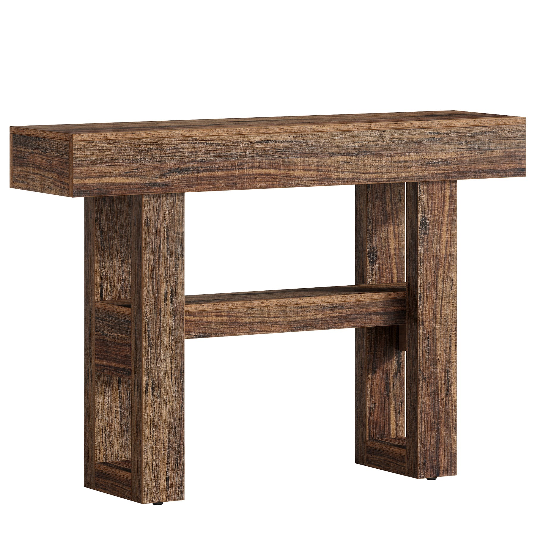 Stolik konsolowy 105 cm w stylu farmhouse – 2-poziomowy stolik za sofę do przedpokoju i salonu
