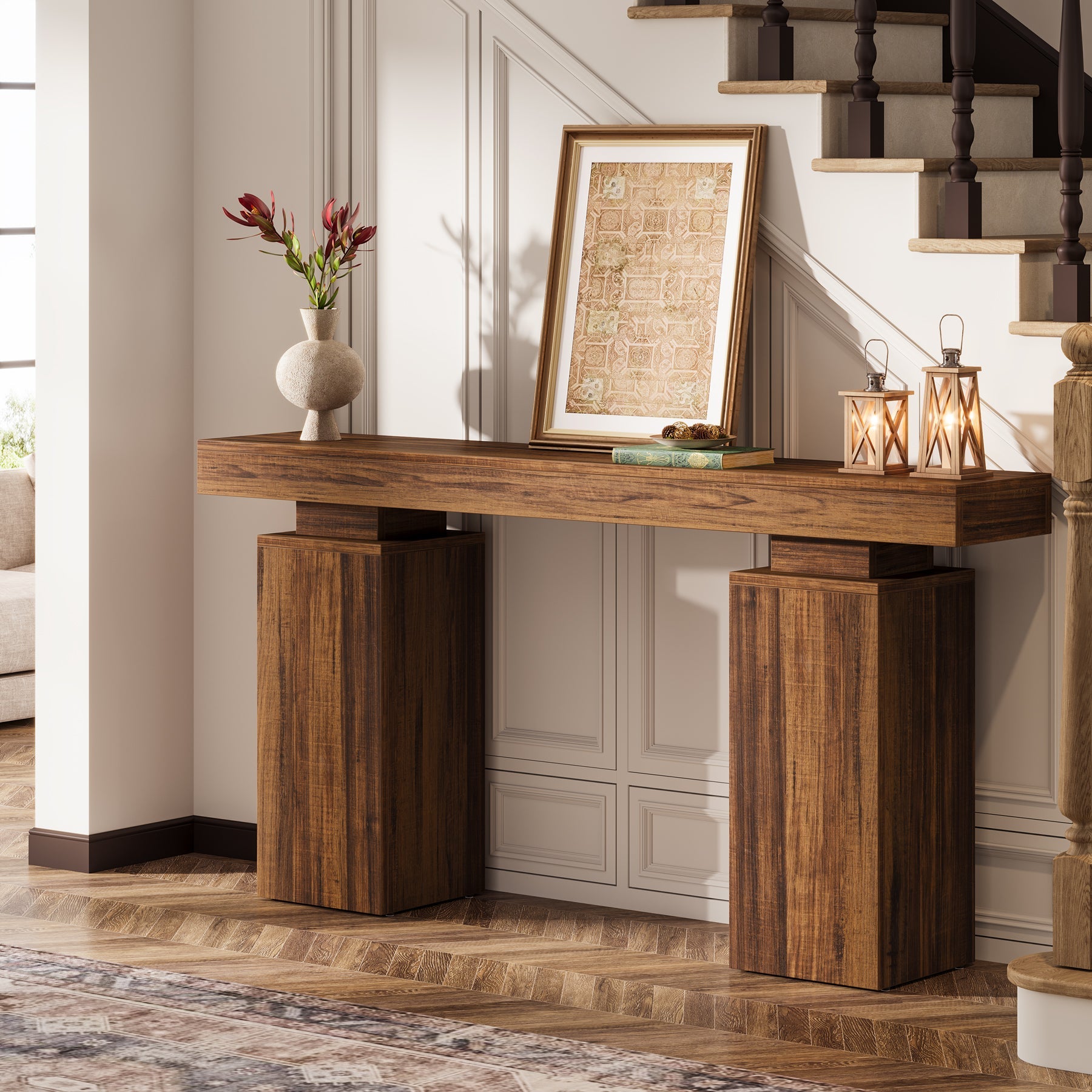 Stolik konsolowy 160 cm w stylu farmhouse – stolik za sofę do przedpokoju i salonu