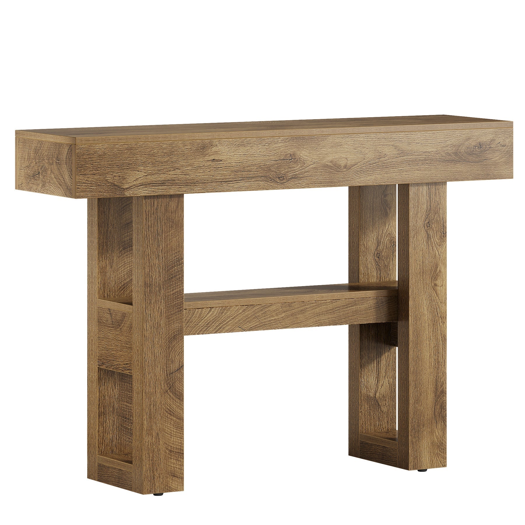 Stolik konsolowy 105 cm w stylu farmhouse – 2-poziomowy stolik za sofę do przedpokoju i salonu