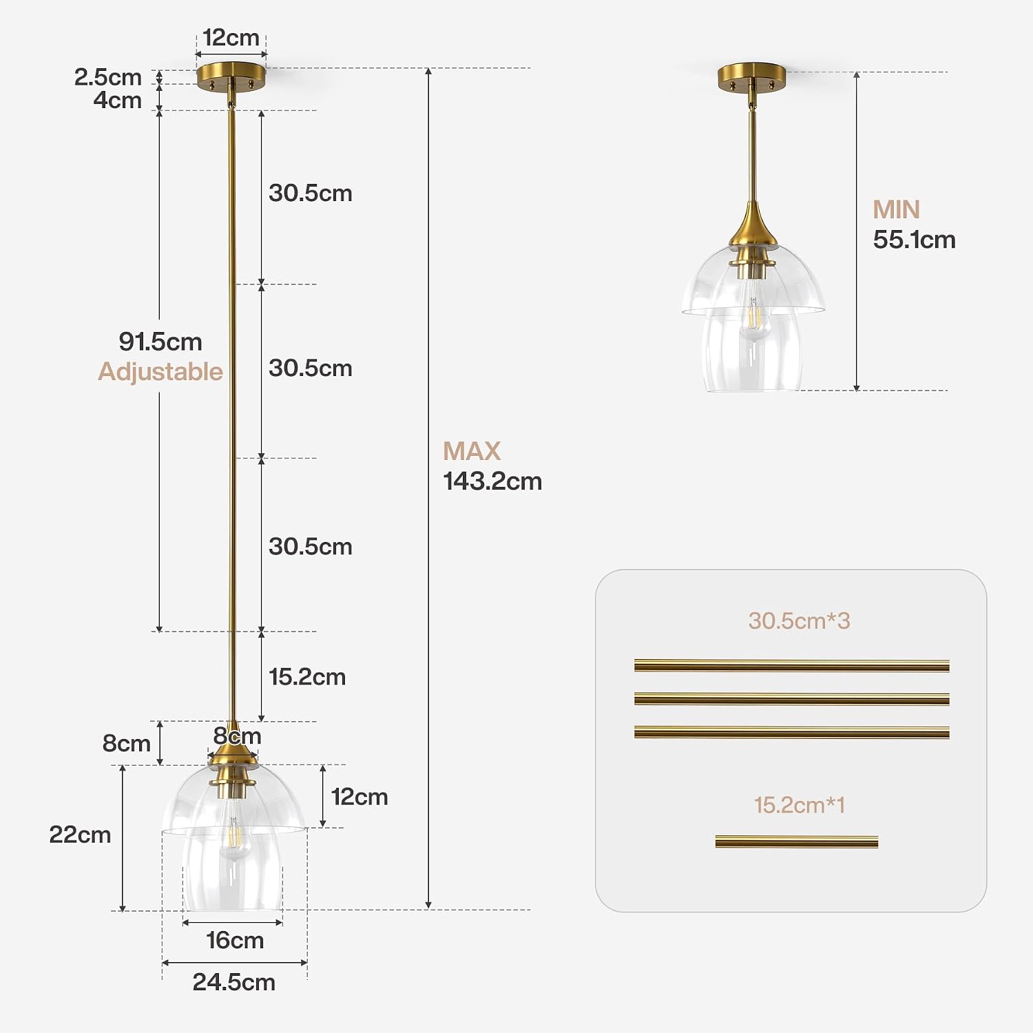 Wisząca lampa sufitowa, nowoczesny żyrandol kuchenny LED E27 z podwójną warstwą szkła