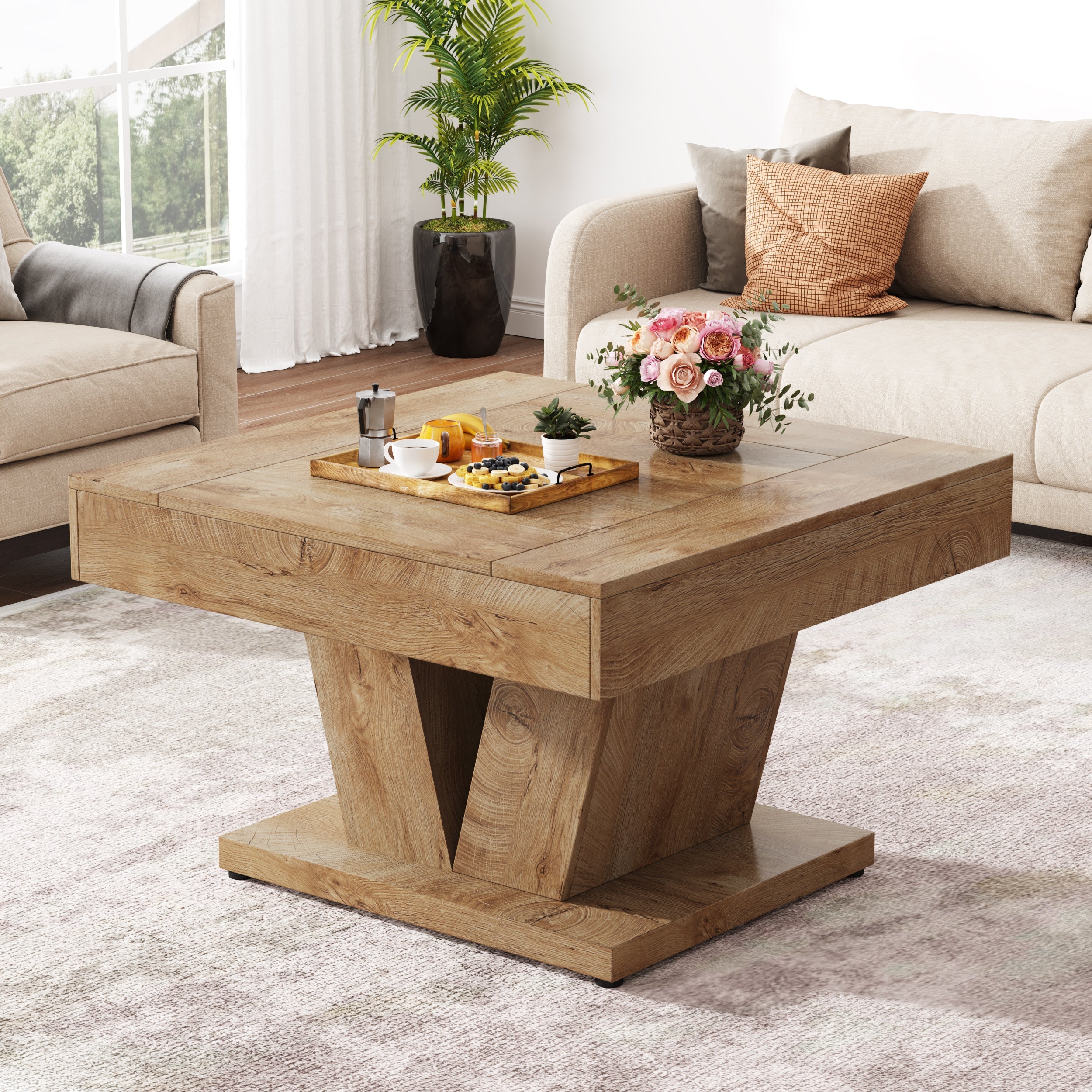 Kwadratowy stolik kawowy 80 cm – centralny stolik do salonu