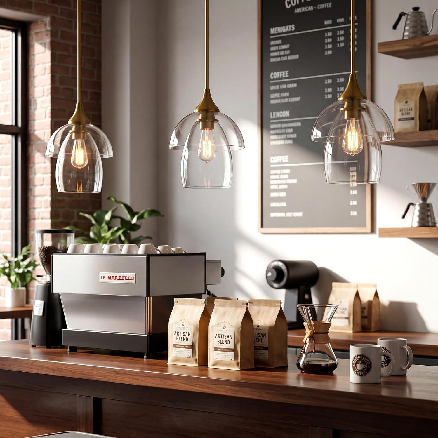 Wisząca lampa sufitowa, nowoczesny żyrandol kuchenny LED E27 z podwójną warstwą szkła