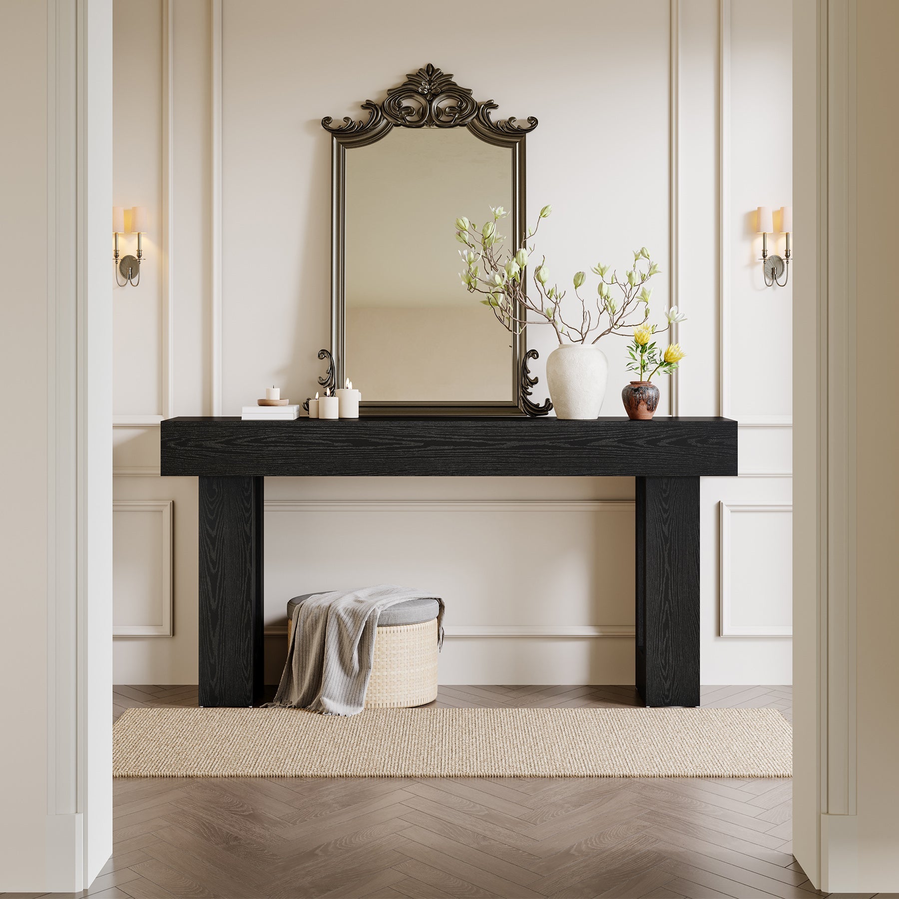 Stolik konsolowy 160 cm w stylu farmhouse – stolik za sofę do przedpokoju i salonu