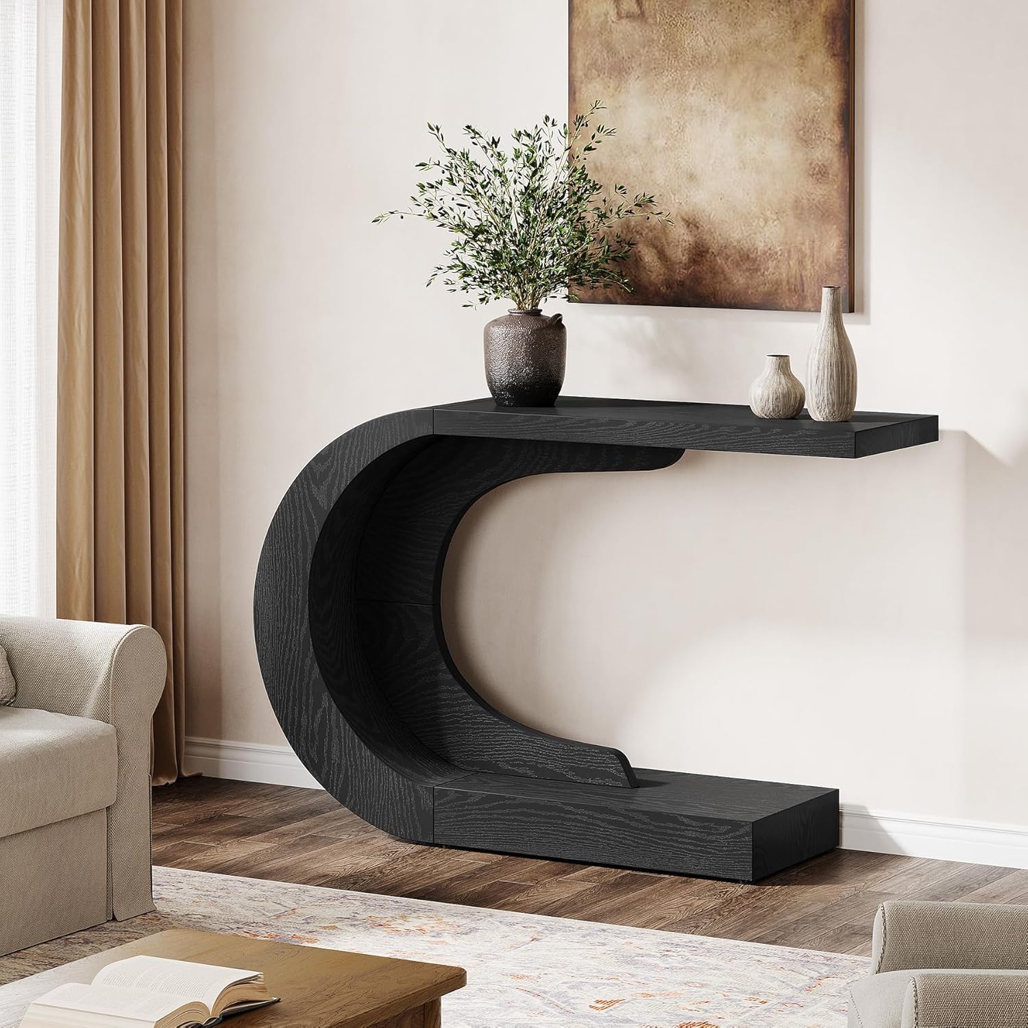 Stolik konsolowy w kształcie litery C, 110 cm – stolik do przedpokoju i salonu