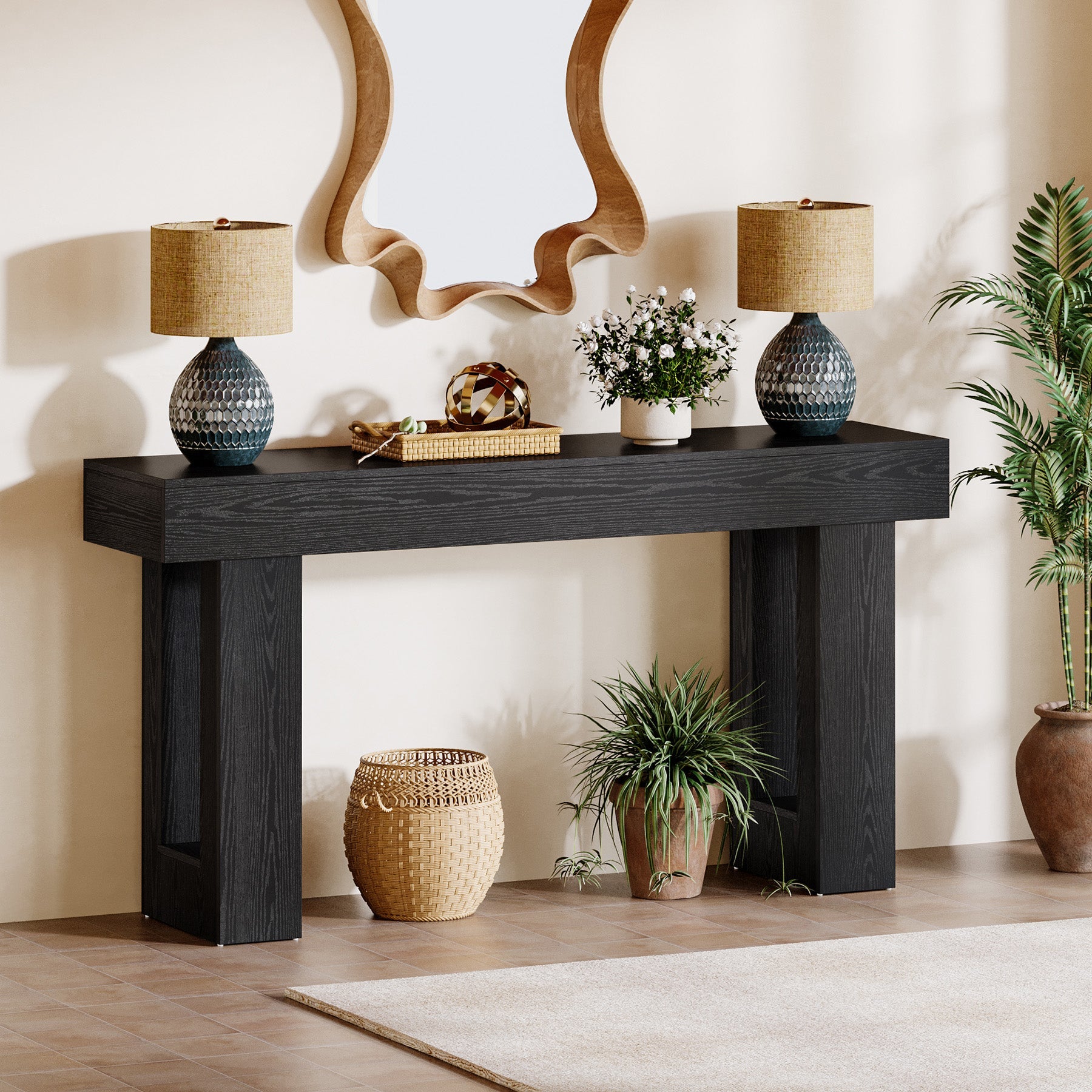 Stolik konsolowy 160 cm w stylu farmhouse – stolik za sofę do przedpokoju i salonu
