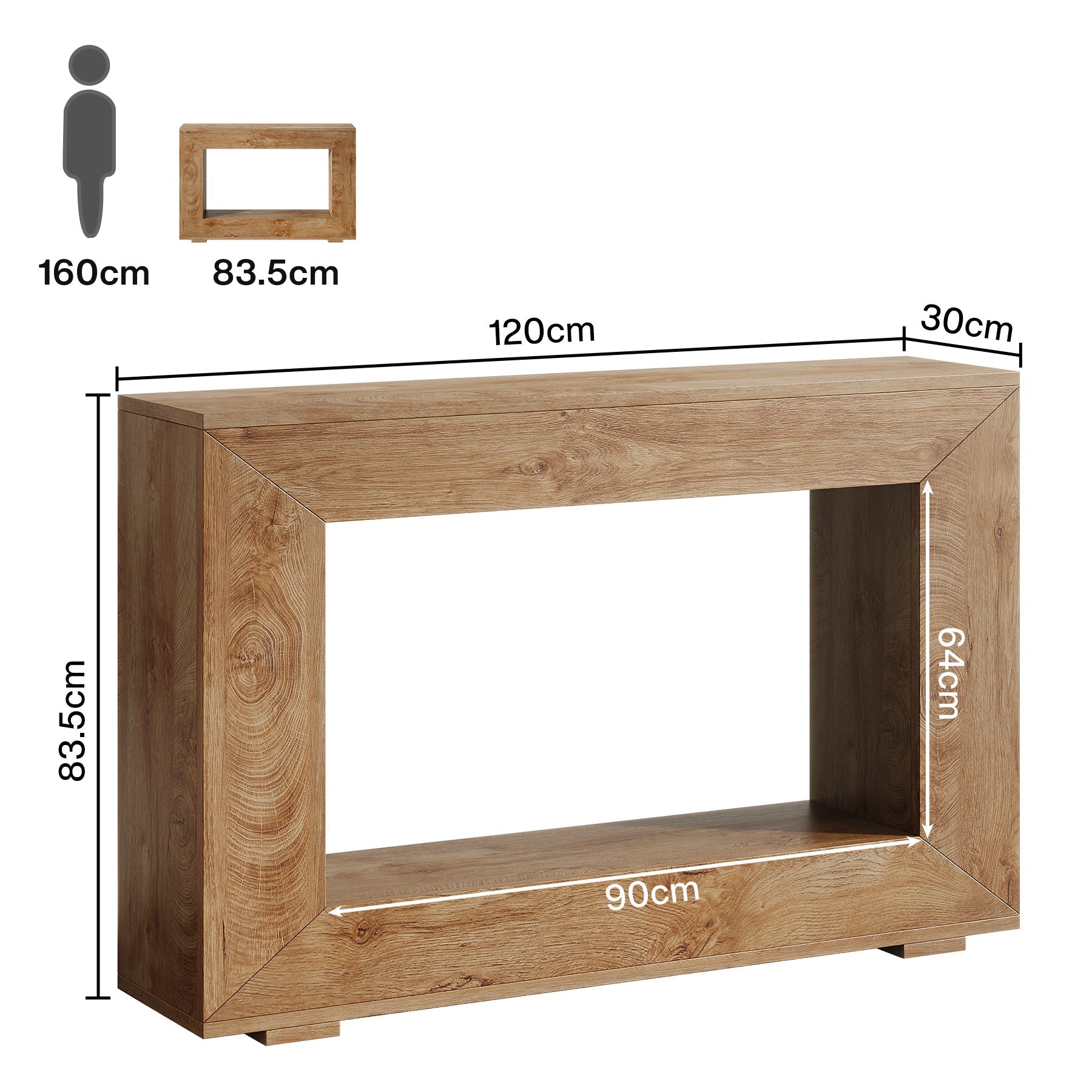 Stolik konsolowy 120 cm w stylu farmhouse – stolik do przedpokoju z miejscem do przechowywania