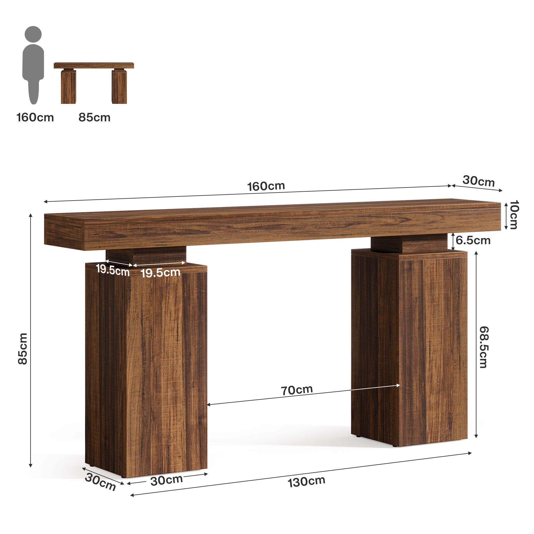 Stolik konsolowy 160 cm w stylu farmhouse – stolik za sofę do przedpokoju i salonu