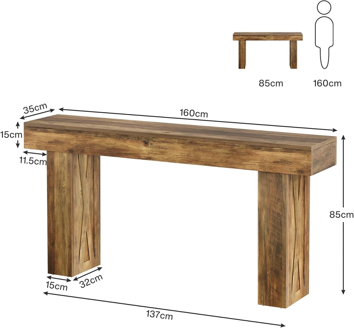 Wąski stolik konsolowy 160 cm – wąski stolik do przedpokoju i salonu, stolik za sofę