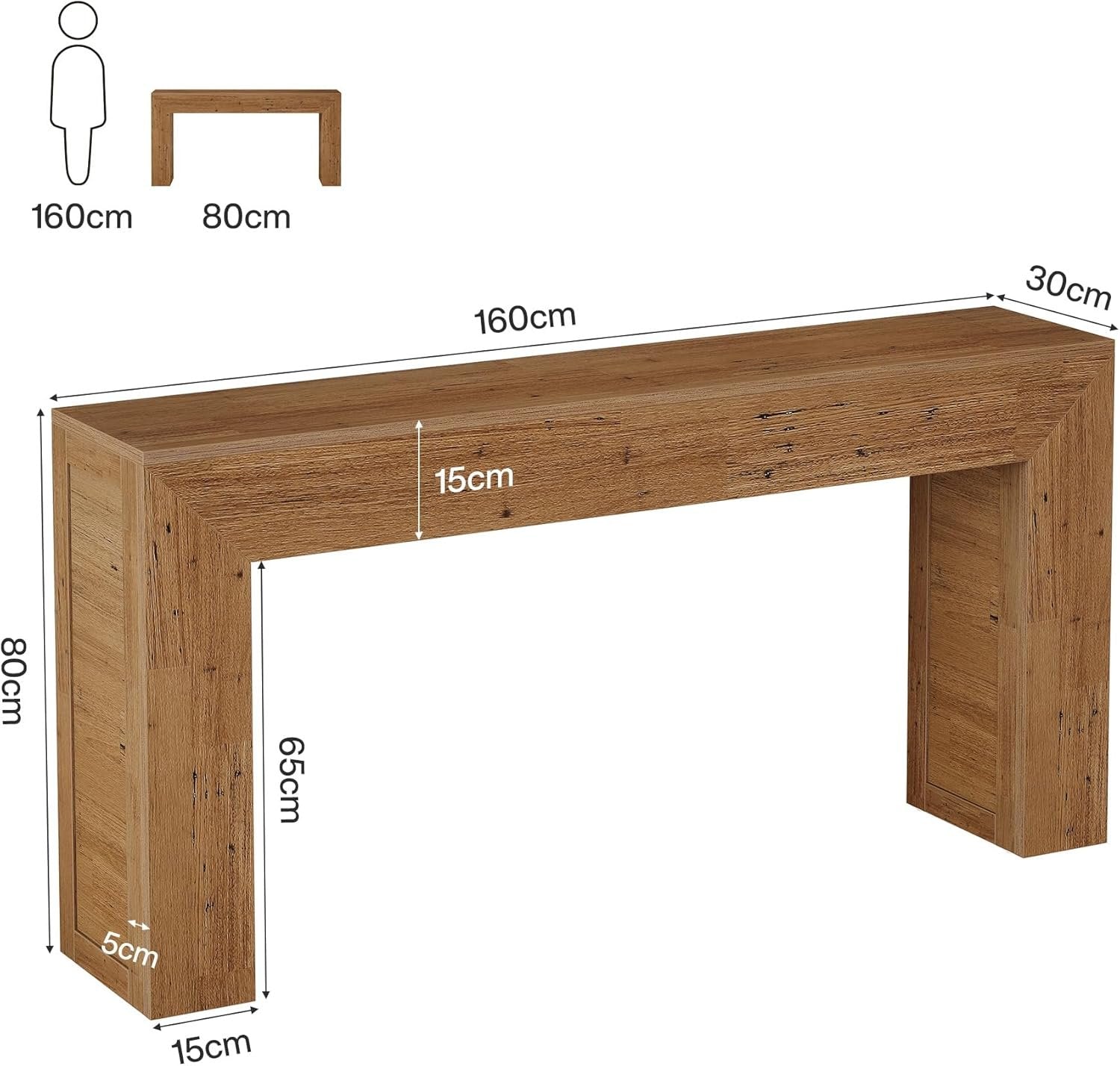 Stolik konsolowy 160 cm – wąski stolik do przedpokoju i salonu, stolik za sofę