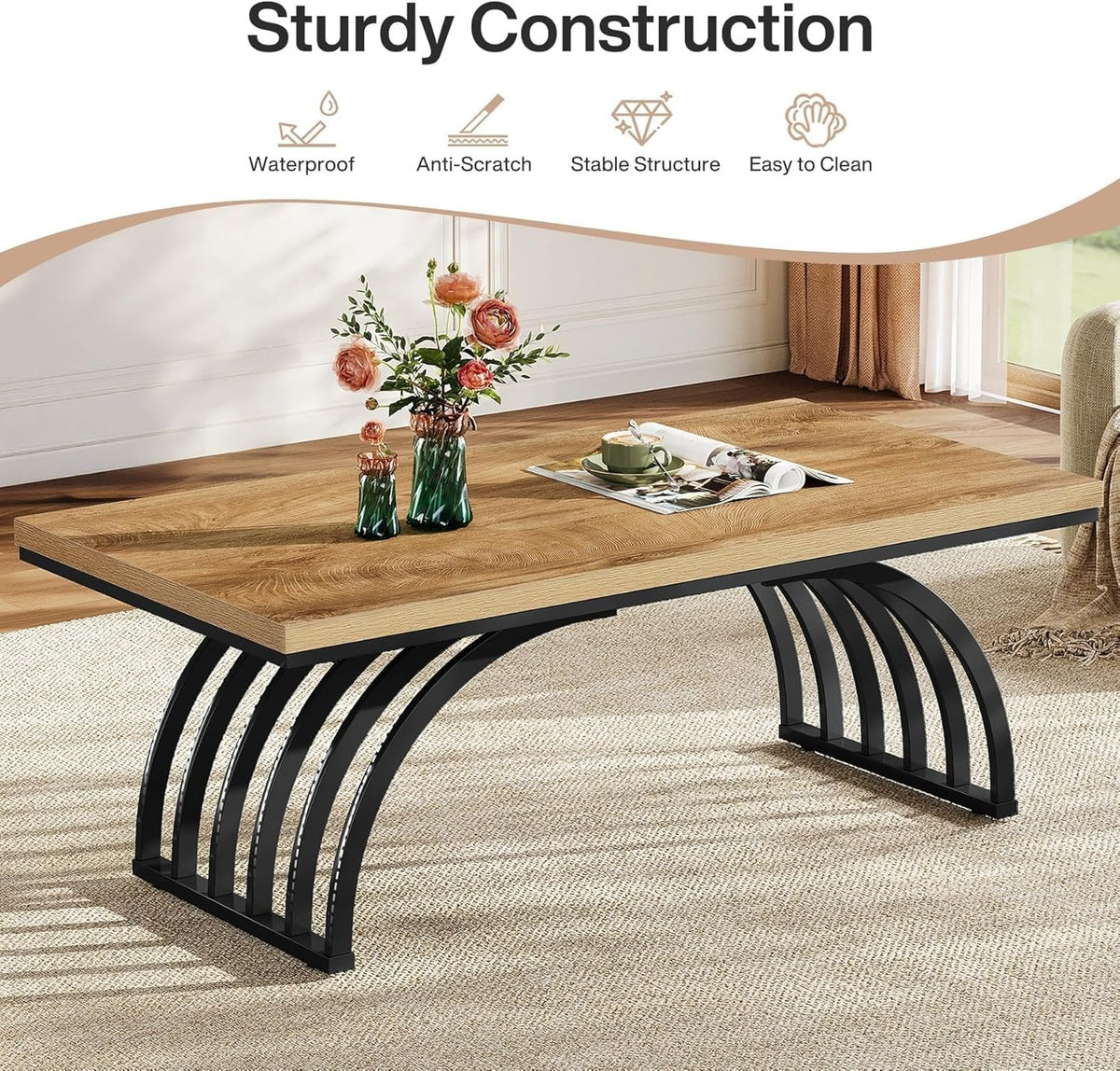 Prostokątny stolik kawowy 120 cm – stolik centralny z metalowymi nogami ramy