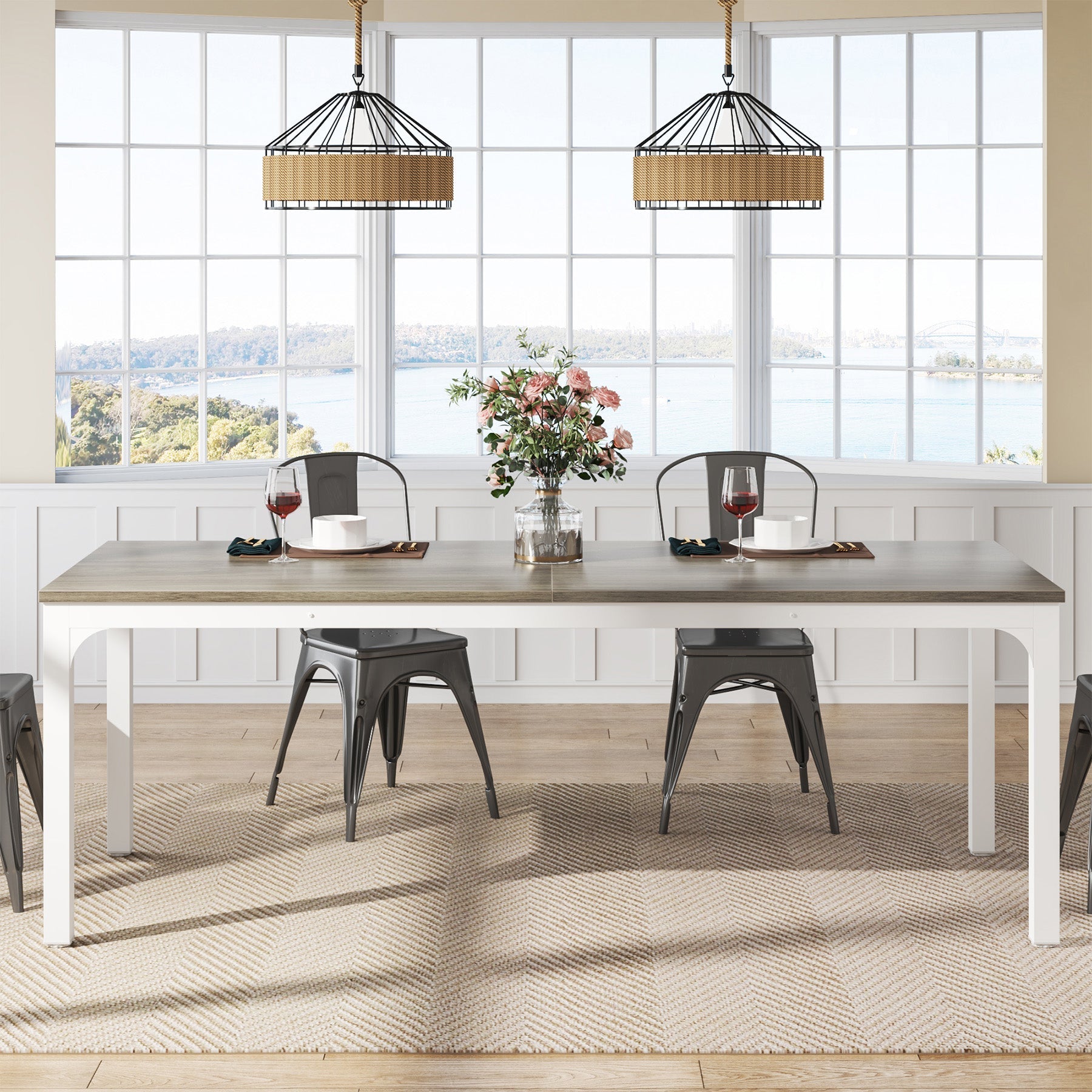 Prostokątny stół jadalny 200 x 70 x 75 cm – dla 6–8 osób, idealny do kuchni i jadalni