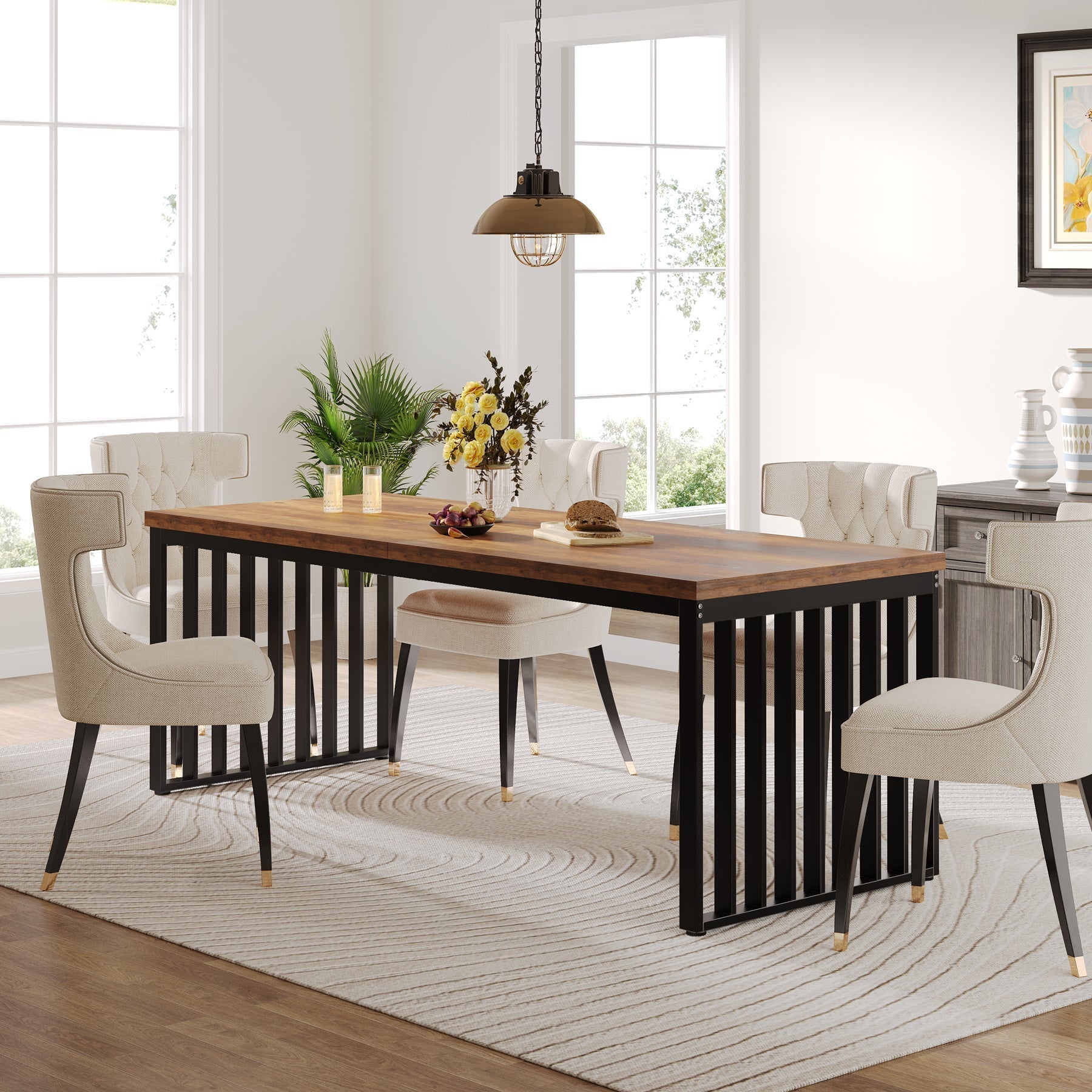 Przemysłowy stół jadalny 180 cm dla 6–8 osób – prostokątny, do kuchni i jadalni