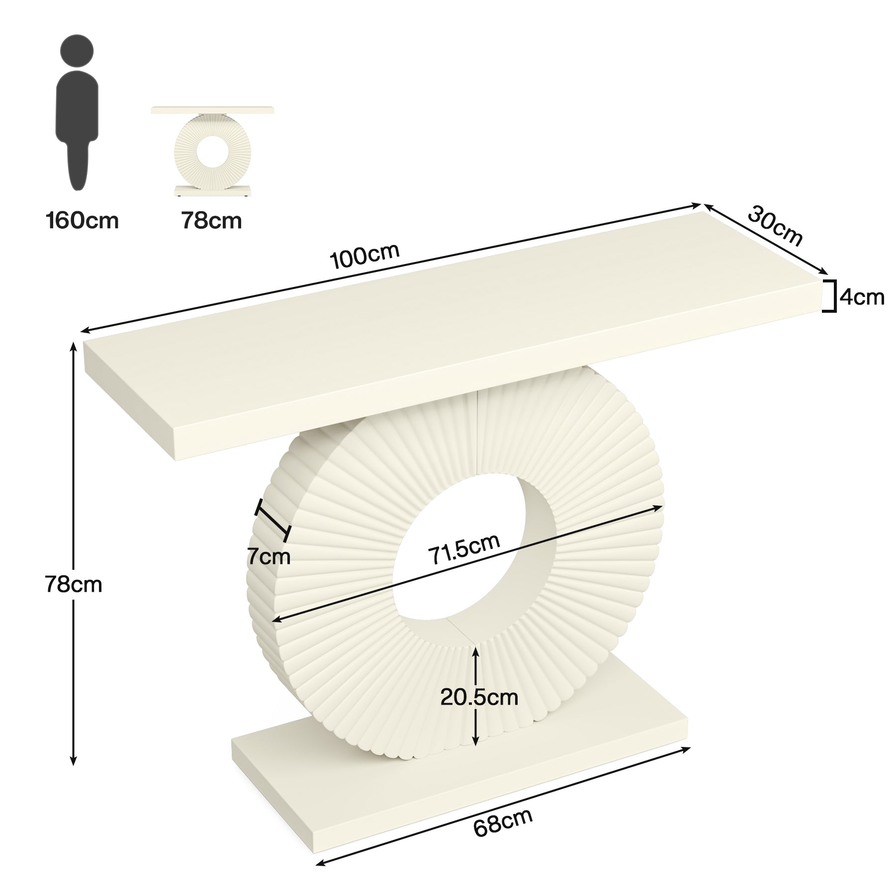 Nowoczesny stolik konsolowy 100 cm – stolik do przedpokoju z geometryczną podstawą