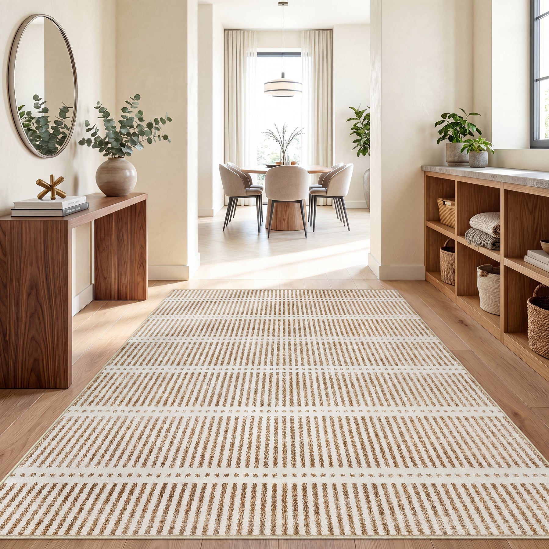 Ultracienkie dywany zmywalne 160x230/200x300 cm – nowoczesne dywany w paski, antypoślizgowe, miękkie, idealne do salonu i sypialni, OEKO-TEX