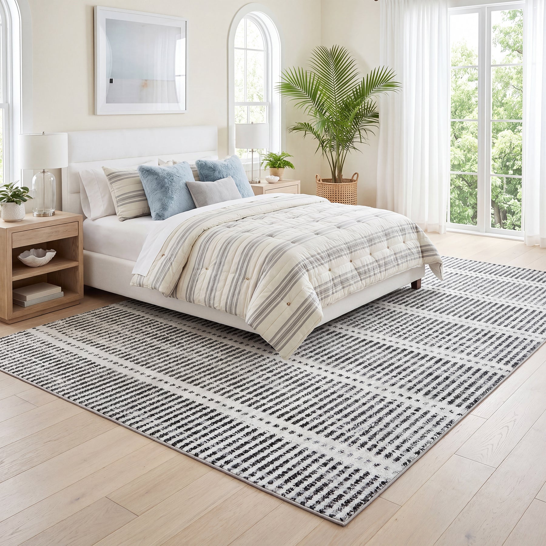 Ultracienkie dywany zmywalne 160x230/200x300 cm – nowoczesne dywany w paski, antypoślizgowe, miękkie, idealne do salonu i sypialni, OEKO-TEX