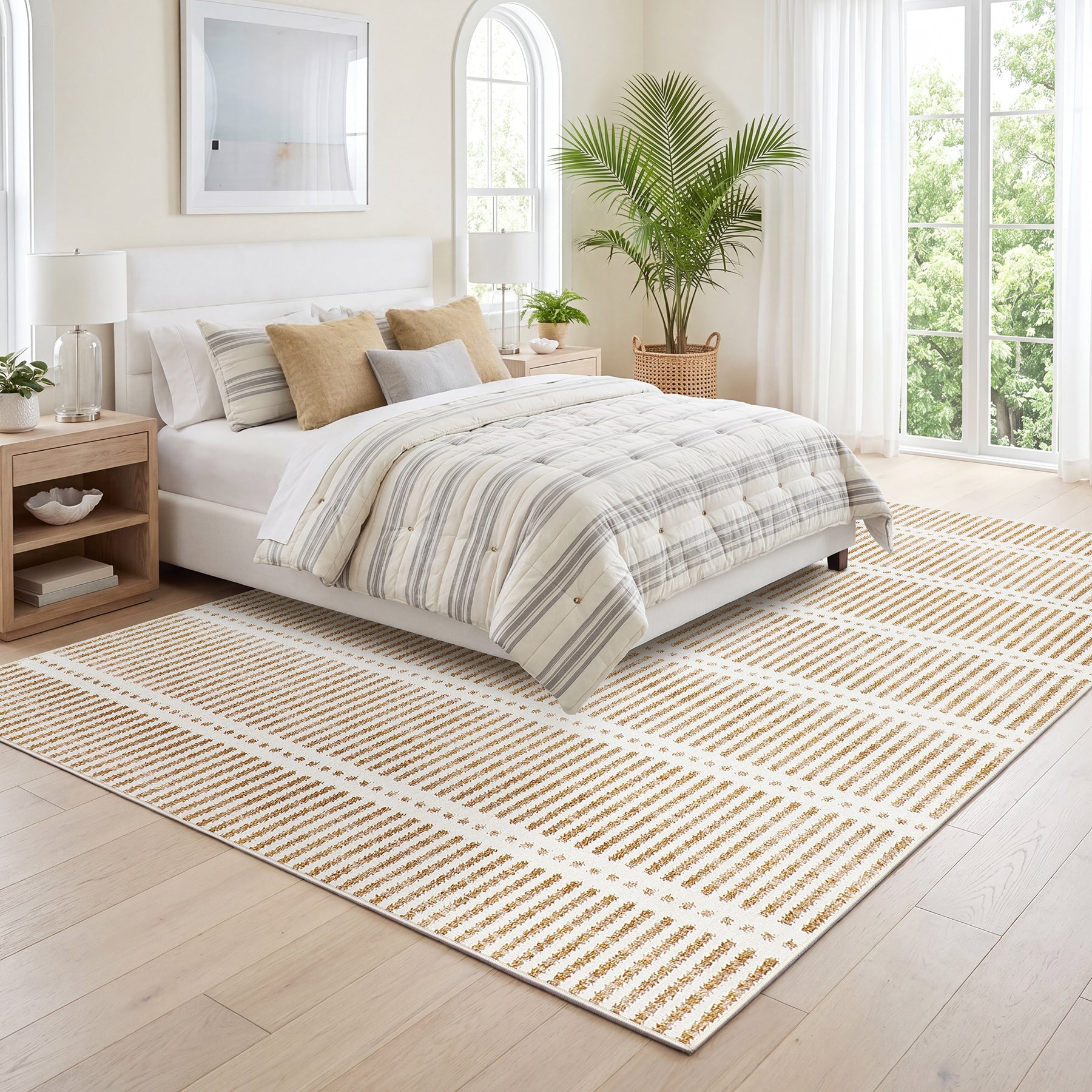 Ultracienkie dywany zmywalne 160x230/200x300 cm – nowoczesne dywany w paski, antypoślizgowe, miękkie, idealne do salonu i sypialni, OEKO-TEX